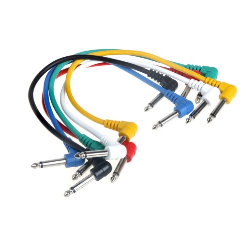 Btuty Colorful Angled Guitar Patch Cables - 6-Pack for Guitar Effect Pedals - Perfect for Pedalboard Setup & Live Performances