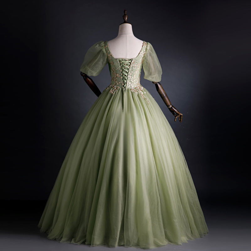 Elegant A-Line Green Applique Prom Dress with Sweet Tulle Skirt - Perfect for Birthday Parties, Homecoming, and Formal Events