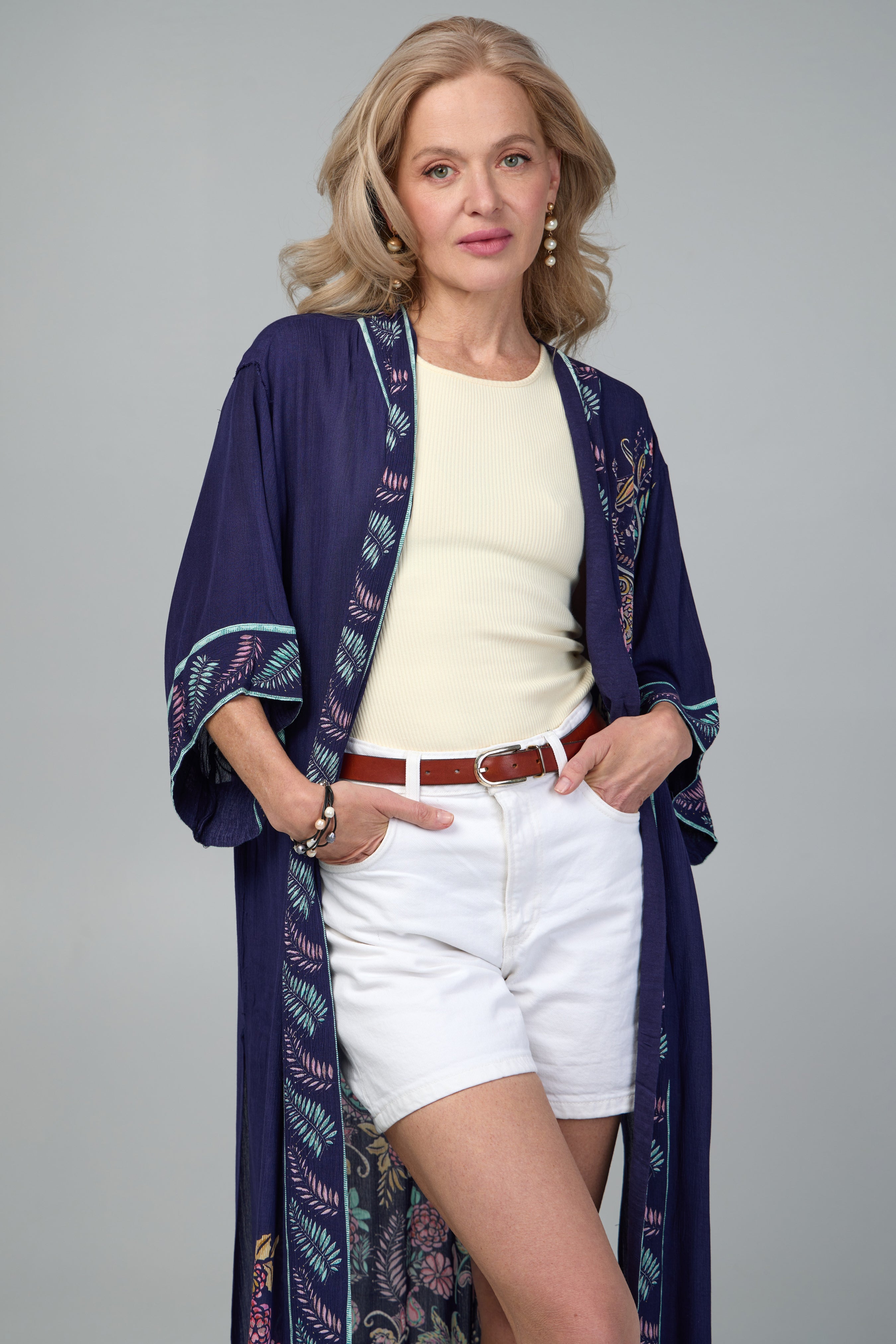 Elegant Flowy Paisley Print Kimono - Long Boho Cover Up for Women | Perfect for Beach, Pool, or Summer Festivals