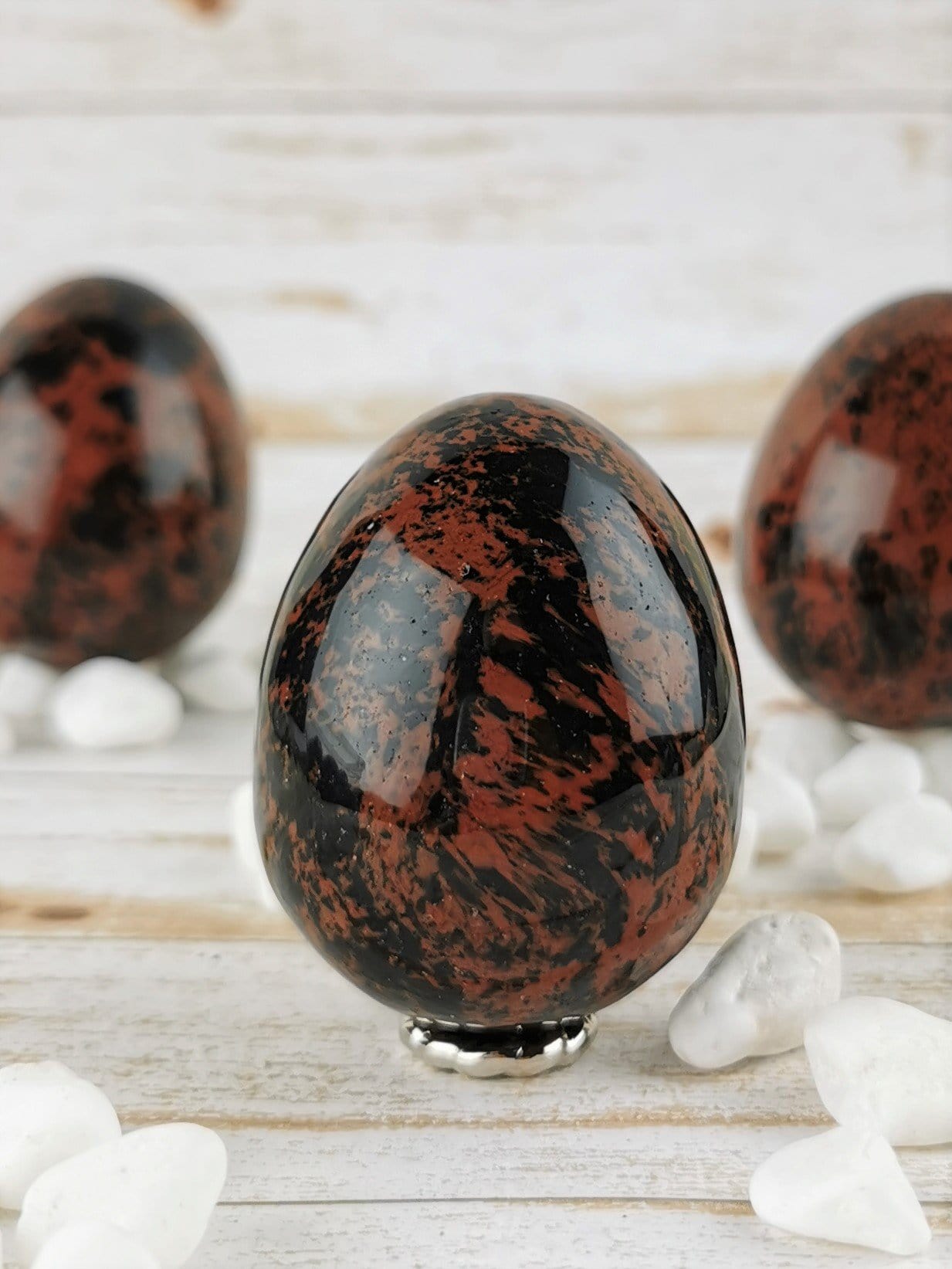 5cm Mahogany Obsidian Eggs - Natural Healing Crystal for Meditation, Reiki & Energy Balancing - Perfect for Home Decor, Yoga & Spiritual Practices
