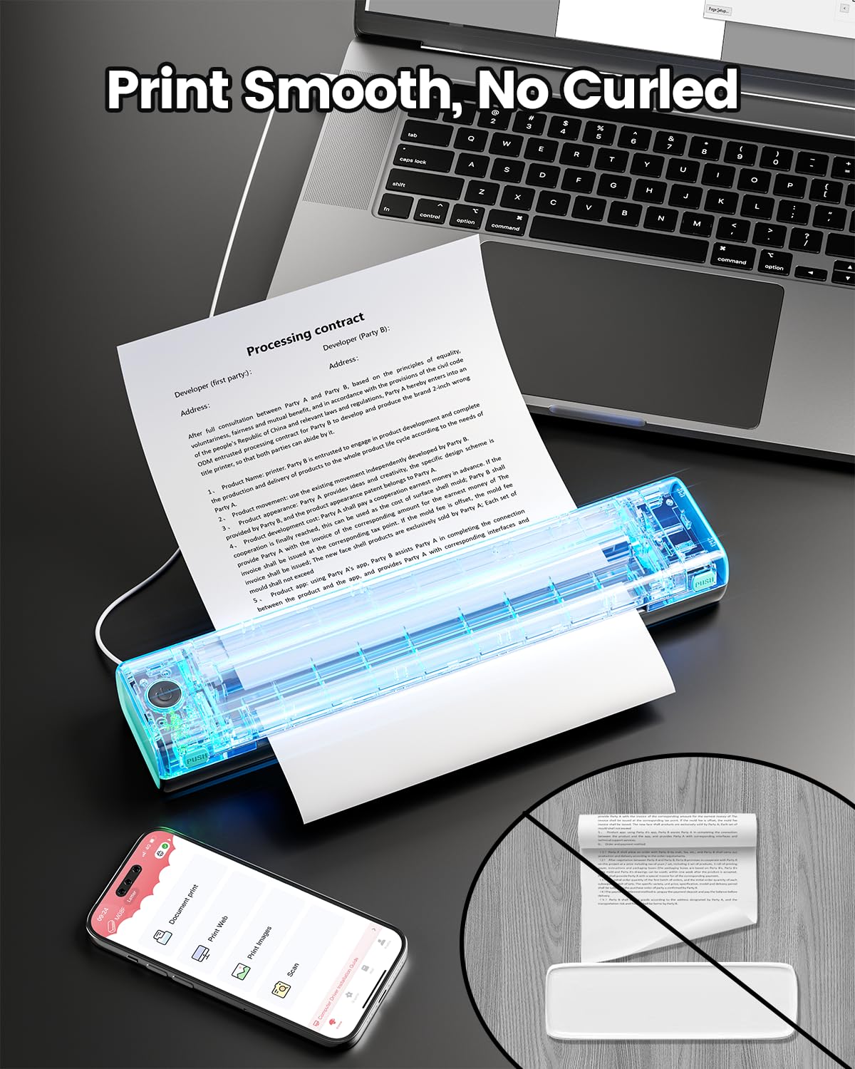 Itari Wireless Portable Thermal Printer for Travel - Inkless Mobile Printer with Case, Supports 8.5