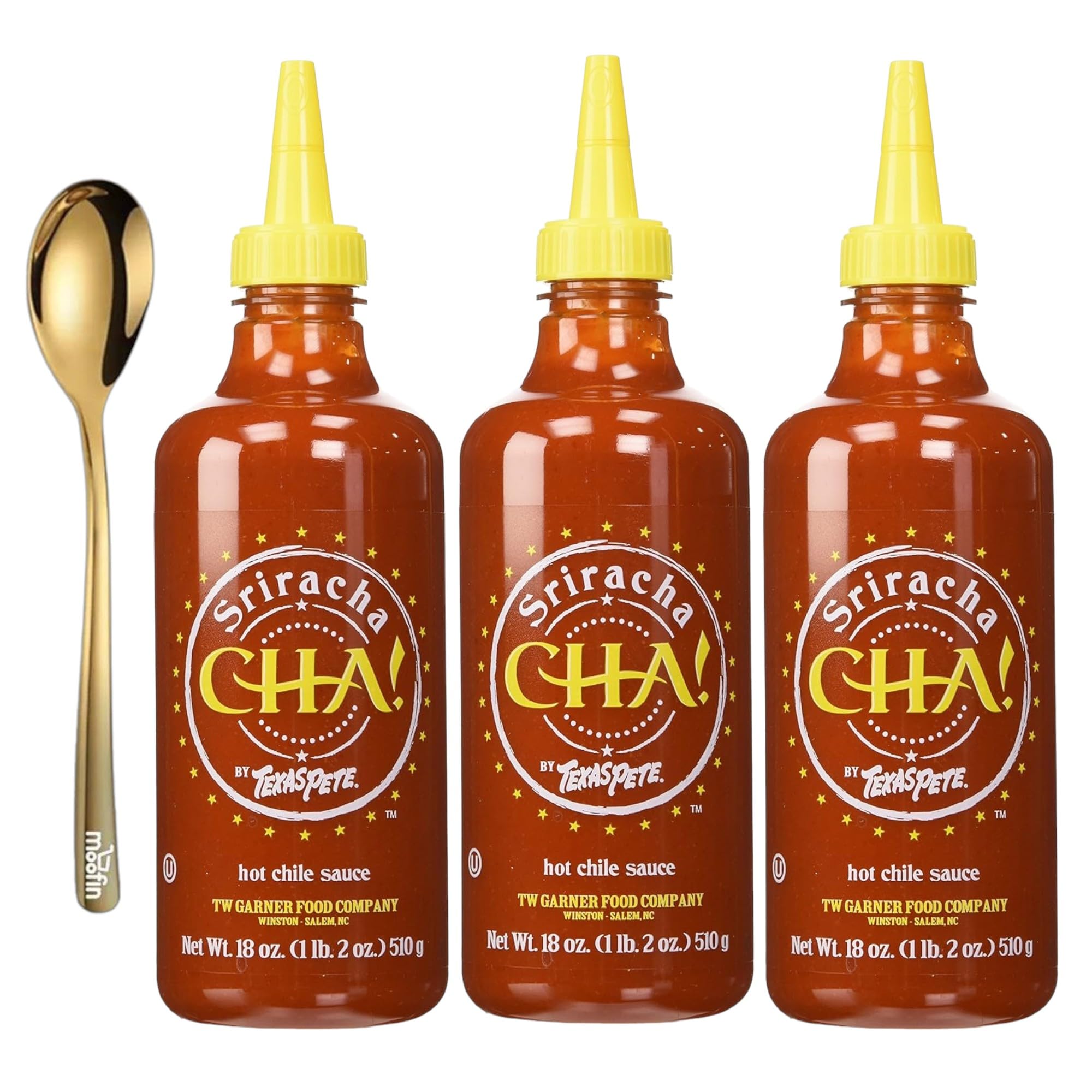 Original Sriracha Hot Sauce 18 oz - Premium Chili Sauce with Bold Flavor & Fiery Heat - Perfect for Asian Cuisine, Pho, Ramen, Tacos & Burgers - Includes Free Golden Spoon - Vegan & Gluten-Free