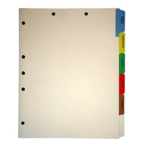 Medical Chart Divider Sets with Side Tabs - 1/6th Cut (65 Sets of 6 Tabs, 4 Boxes) - Perfect for Hospital, Clinic & Medical Office Organization