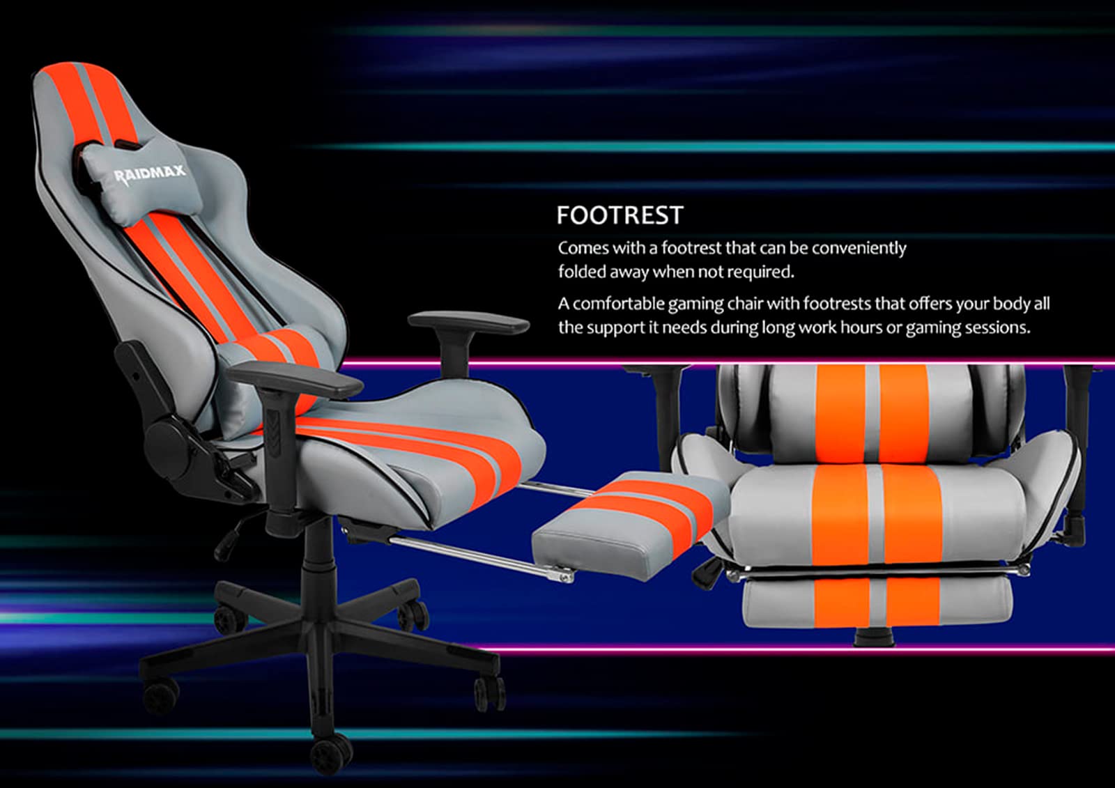 Raidmax Superior DK905 Racing Style Ergonomic Gaming Chair - Adjustable 3D Armrests, Headrest & Lumbar Support, Tilt Mechanism, Reclining Back with Certified Gas Lift - Perfect for PC Gaming, Esports & Home Office Setup