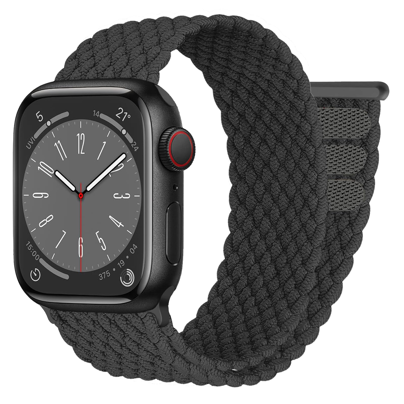 Elastic Nylon Braided Solo Loop Strap for Apple Watch Series 10/9/8/7/6/5/4/3/SE - Compatible with 38mm/40mm/41mm/42mm/44mm/45mm/46mm/49mm (Men & Women) - Soft Stretch Sport Band for Workout, Running & Daily Wear