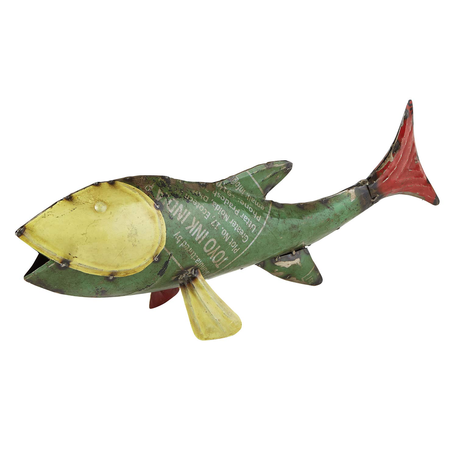 47th & Main Reclaimed Iron Fish Figurine - 9.5 Inch Tall Handcrafted Decorative Statue for Home, Office & Garden Decor | Rustic Coastal & Farmhouse Style