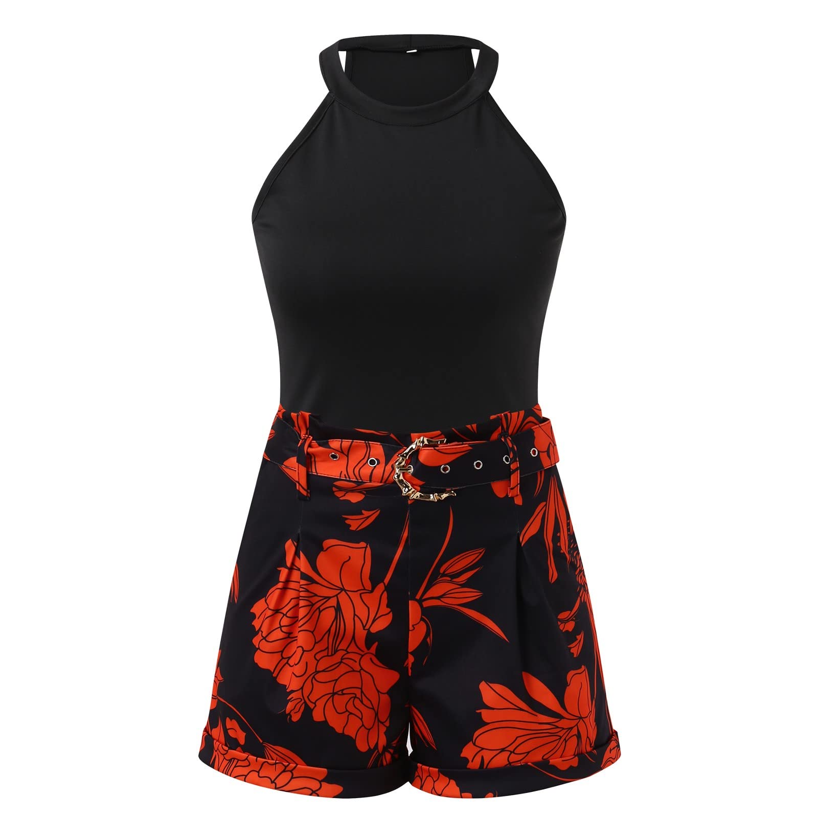 Rvidbe Women's Summer Two Piece Outfit Set - Sexy Sleeveless Crop Top & Shorts Lounge Set | Casual Beachwear, Vacation Outfits, Pool Party & Summer Date Night Clothes