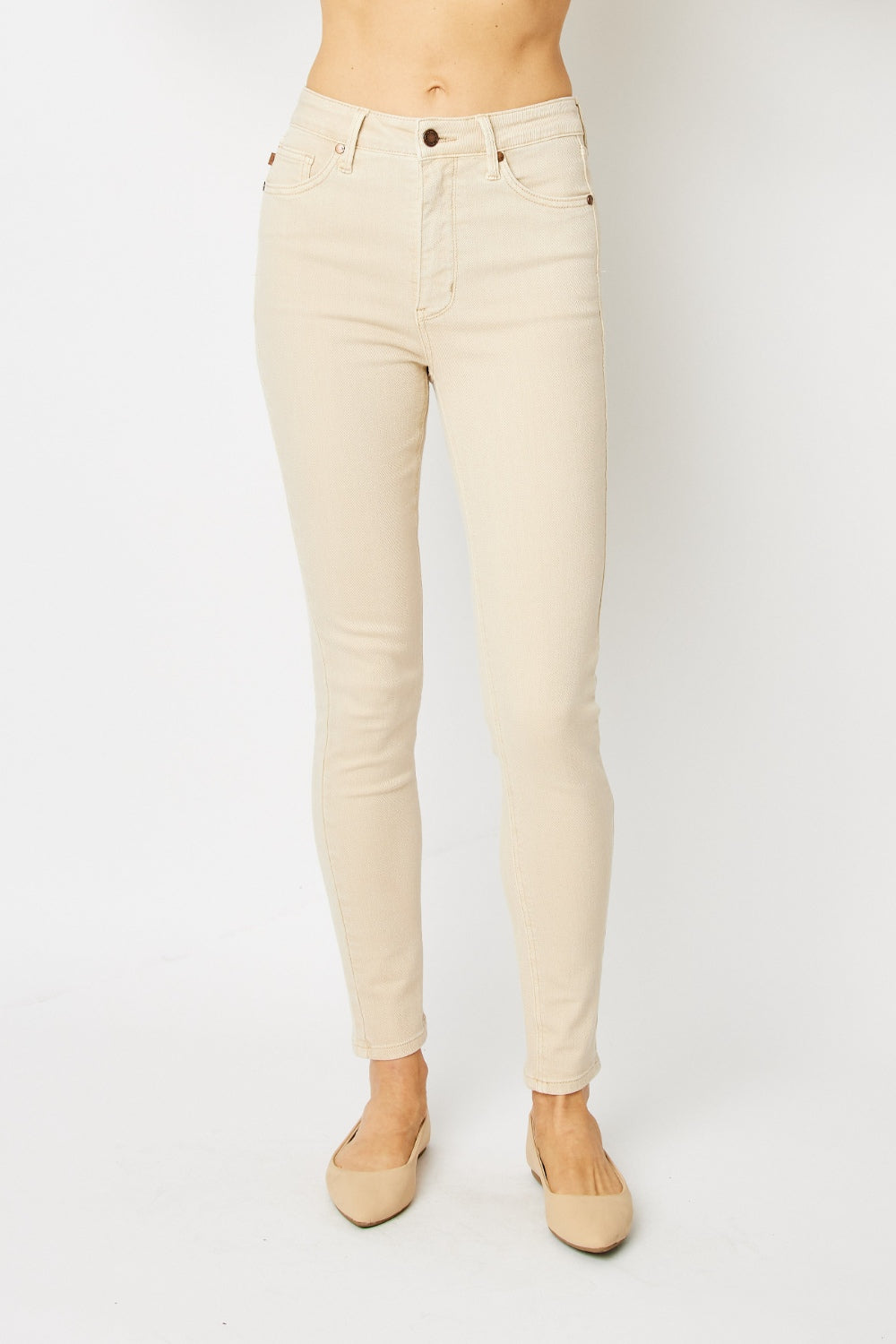 Judy Blue High Waisted Tummy Control Skinny Jeans for Women - Distressed Denim Pants with Stretch, Comfort Fit (Garment Dyed) - Perfect for Casual Wear, Date Night & Office Outfits