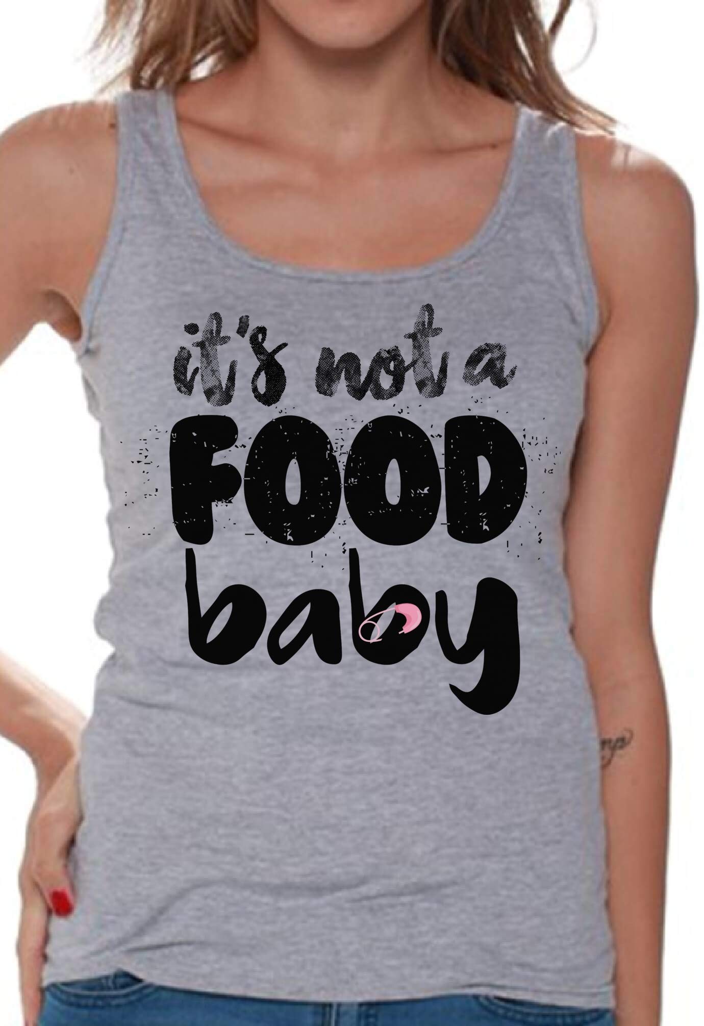 Funny Pregnancy Reveal Tank Top for Women - 'It's Not a Food Baby' Cute Maternity Shirt | Gender Announcement, Baby Shower & Maternity Photoshoot Outfit