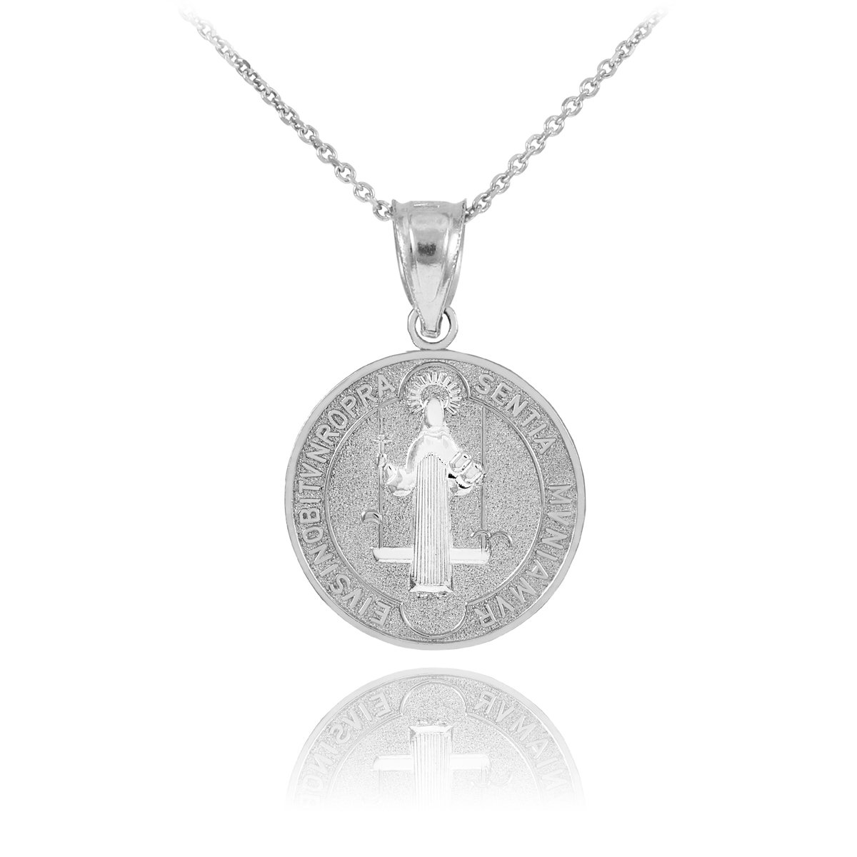 925 Sterling Silver Saint Benedict Medal Protection Pendant Necklace - 0.60 Inch Diameter - Religious Jewelry for Men & Women - Perfect for Daily Wear, Gifts & Spiritual Protection