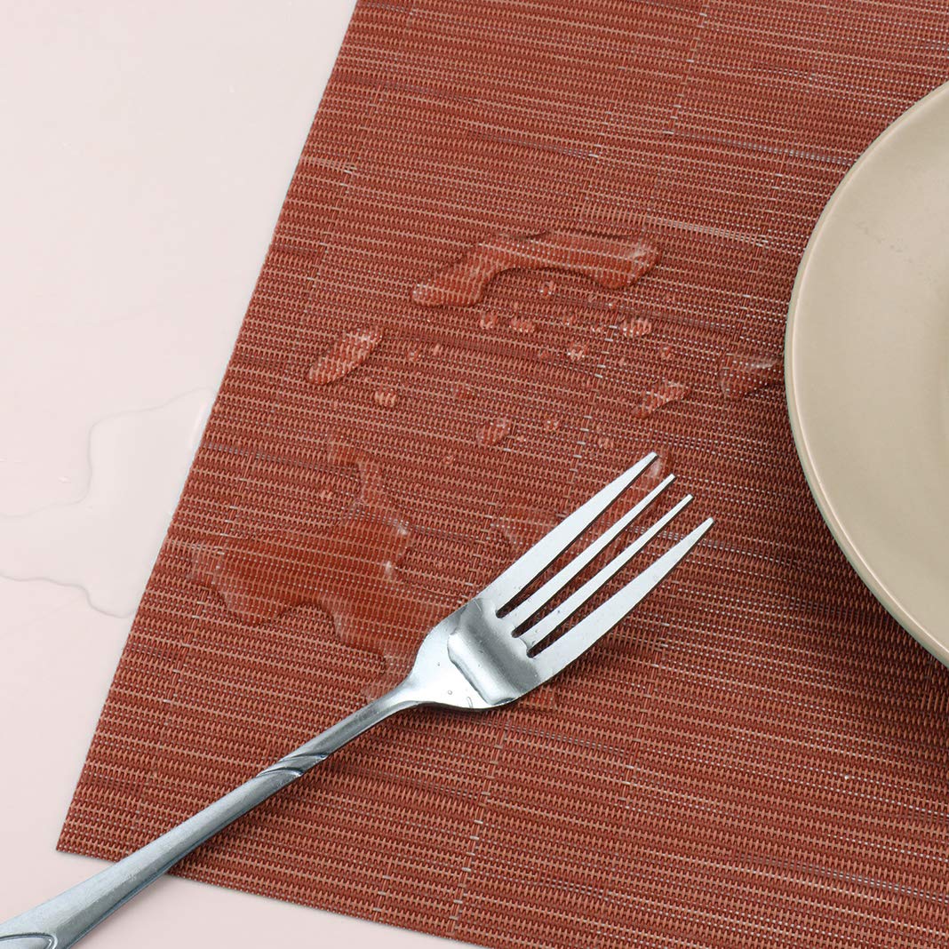 Premium Heat-Resistant Plastic Placemats Set of 6 - Non-Slip Woven Vinyl Table Mats for Dining & Kitchen - Stain Resistant, Easy to Clean - Perfect for Everyday Meals, Dinner Parties & Outdoor Dining