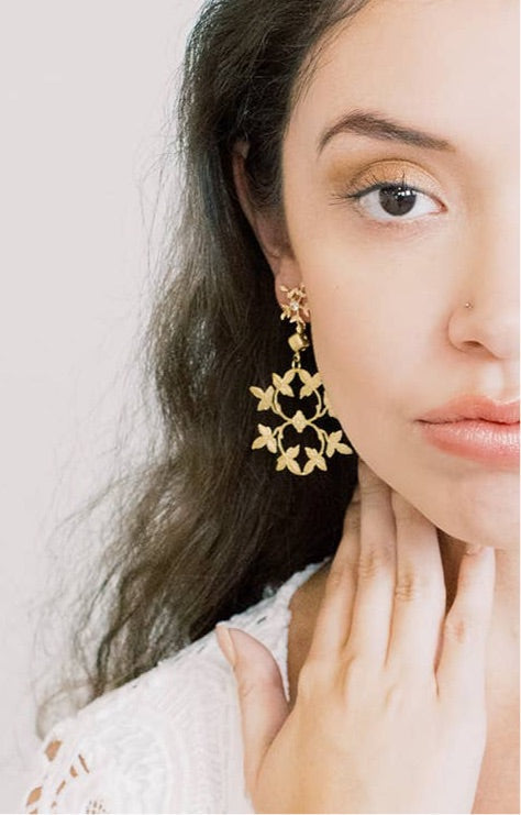 ROSALIE Gilded Brass Statement Earrings for Women - Elegant Gold Hoop Earrings for Party, Wedding & Special Occasions