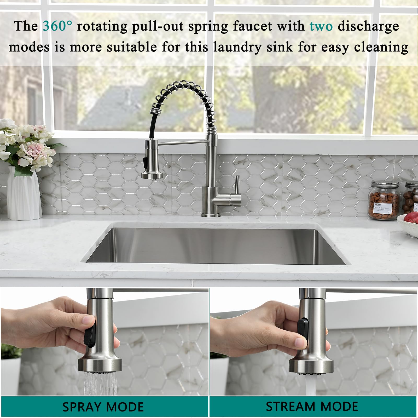 23x18x12 Inch Undermount Laundry Sink with Faucet Combo - 16 Gauge Stainless Steel Deep Single Bowl Utility Sink for Laundry Room & Kitchen - Perfect for Washing Clothes, Pet Bathing, and Garden Tool Cleaning