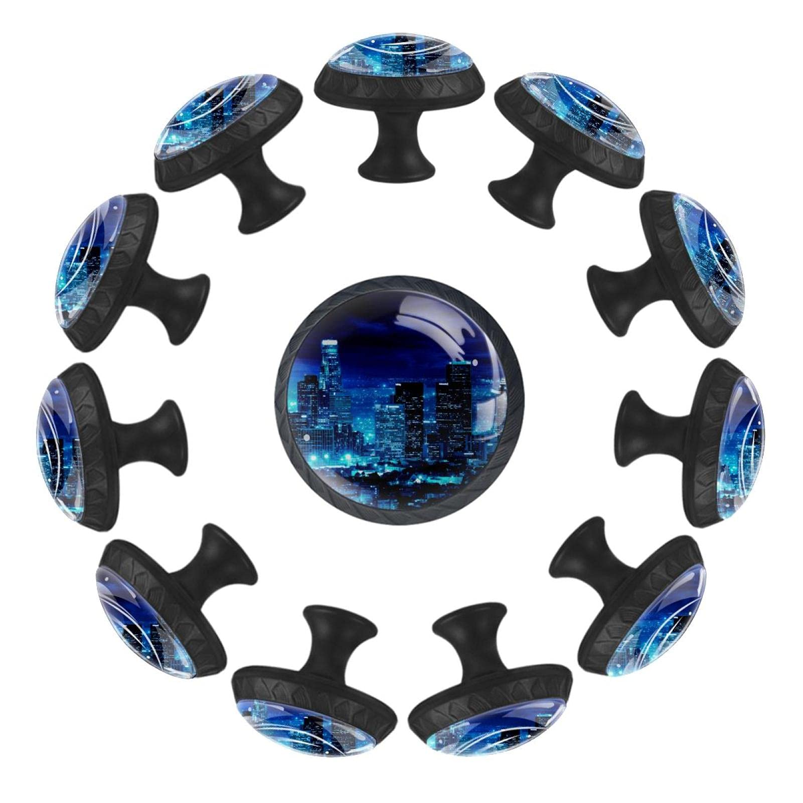12 Pack Round Cabinet Knobs - LA Night View for Kids Furniture & Kitchen