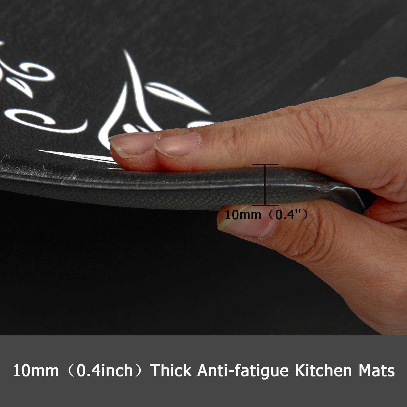 HEBE Anti-Fatigue Kitchen Mat Set of 2 - Non-Slip Cushioned Floor Mats, Waterproof Standing Desk Mat for Farmhouse, Office & Laundry - Perfect for Sink Areas, Cooking & Long Standing Work