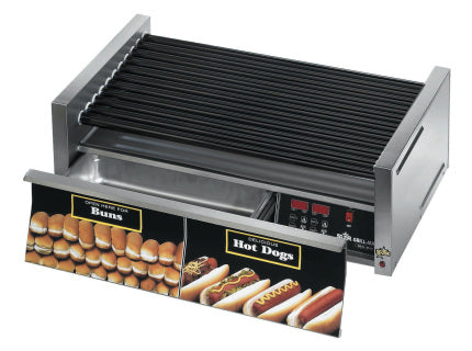 Grill Max® 75STBDE Commercial Roller Grill with Built-In Bun Drawer & Staltek Rollers - Electronic Controls for Restaurants, Food Trucks, and Catering Services
