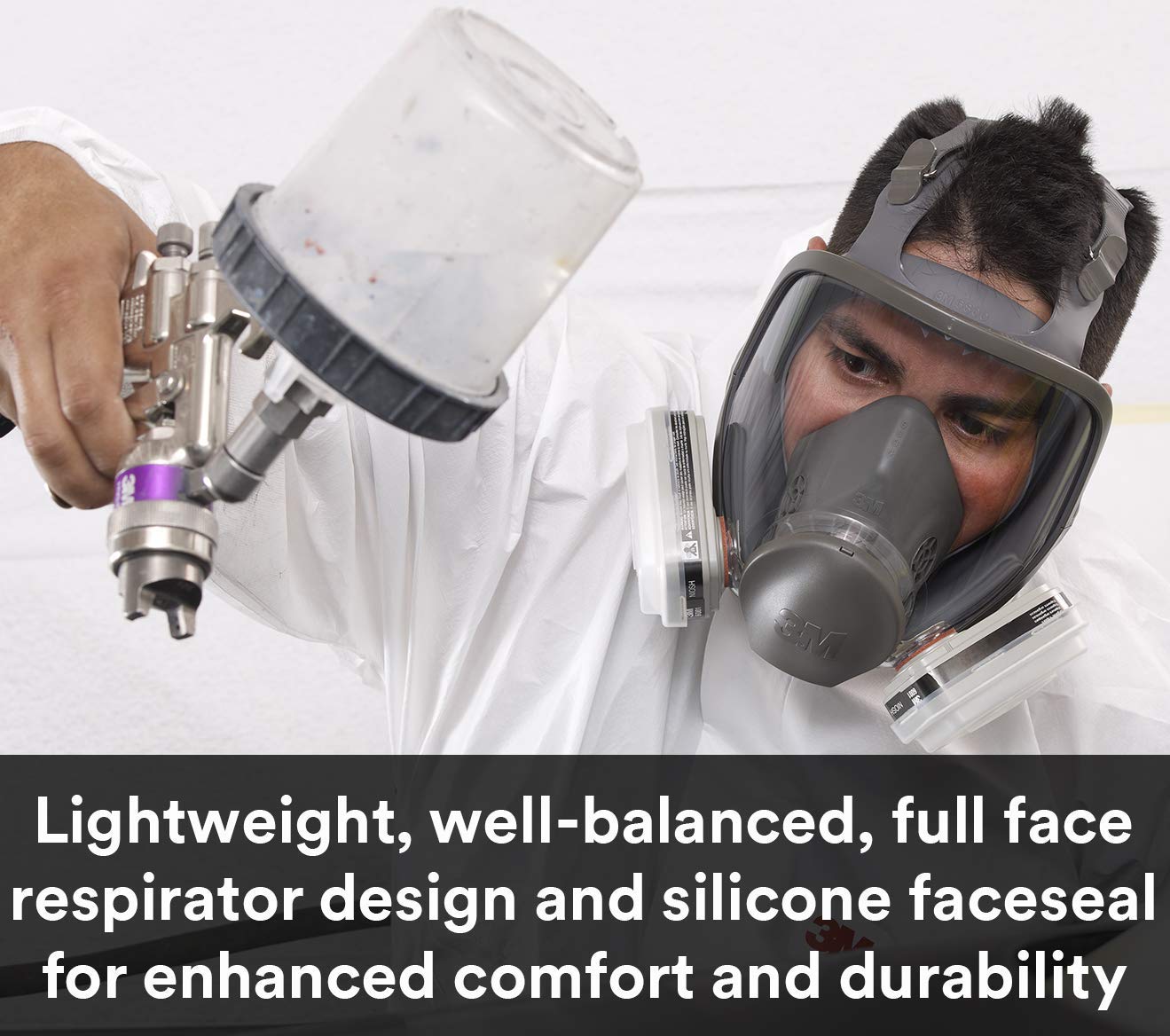 3M 6800 Full Face Reusable Respirator Mask - Medium Size, NIOSH Approved for Painting, Chemical Handling & Industrial Safety Protection