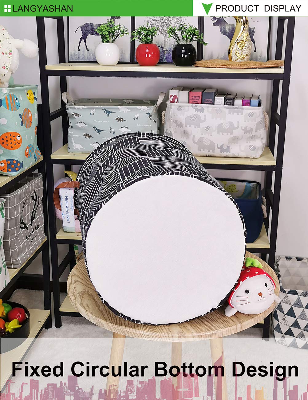 Premium Collapsible Canvas Laundry Basket - Foldable Storage Bin for Clothes, Toys & Organizing - Ideal for Bedroom, Nursery, Kids Room & Gift Giving (Black Diamond Pattern) - Perfect for Home Organization & Space Saving