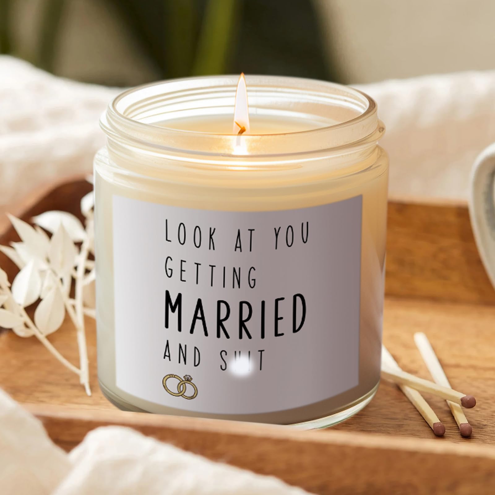 Lavender Scented Candle - Perfect Wedding Gift, Bridal Shower Present, Engagement Gift Idea & Bachelorette Party Favor - Romantic Home Decor for Couples, Spa Relaxation & Bedroom Ambiance