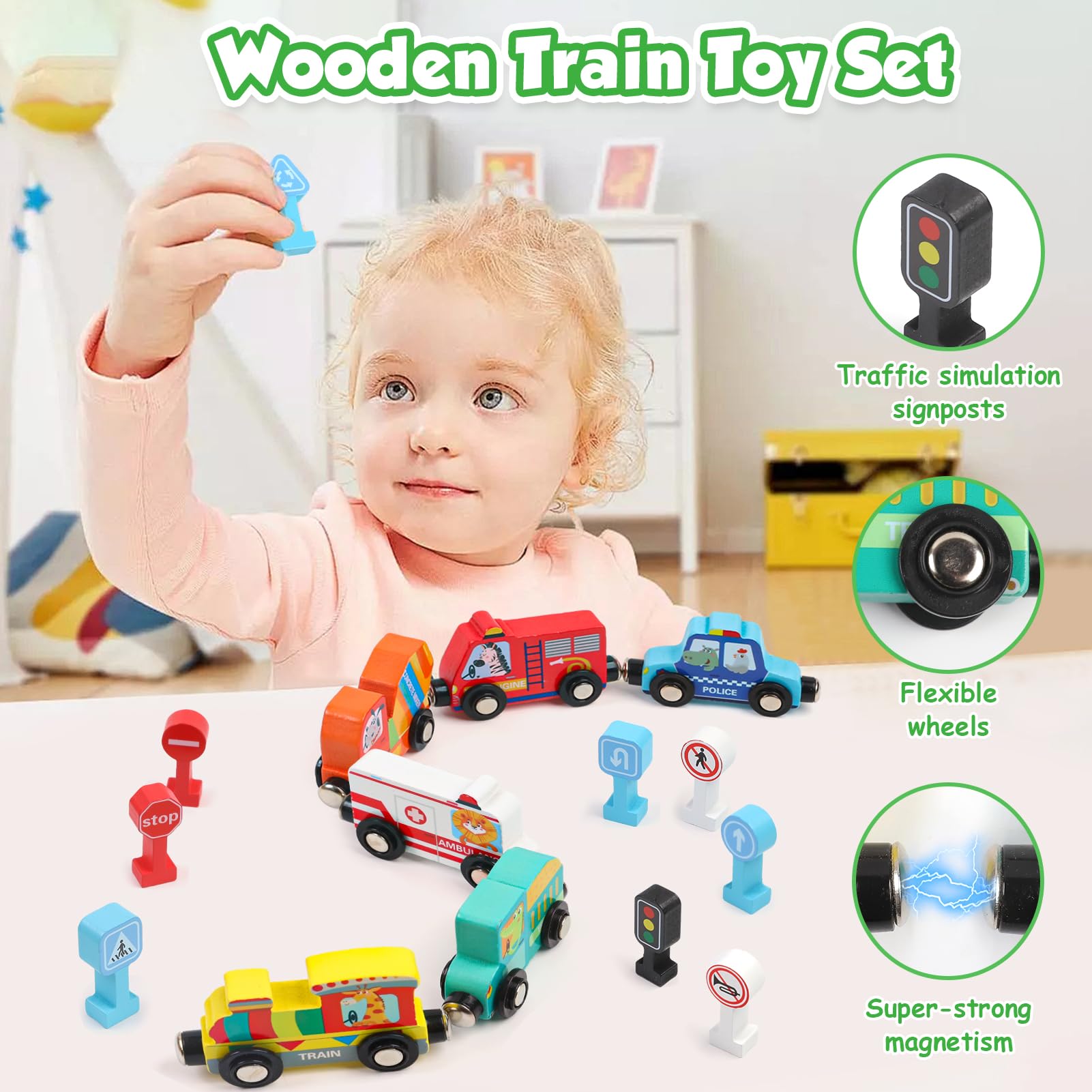 Montessori Wooden Toys for 1-2 Year Olds - Educational Baby Toy Set with Xylophone, Stacking Blocks, Sorting Game, Fishing Toy & Flash Cards | Toddler Learning Activities for 12-24 Months Boys & Girls | Perfect for Early Childhood Development & Playtime Fun