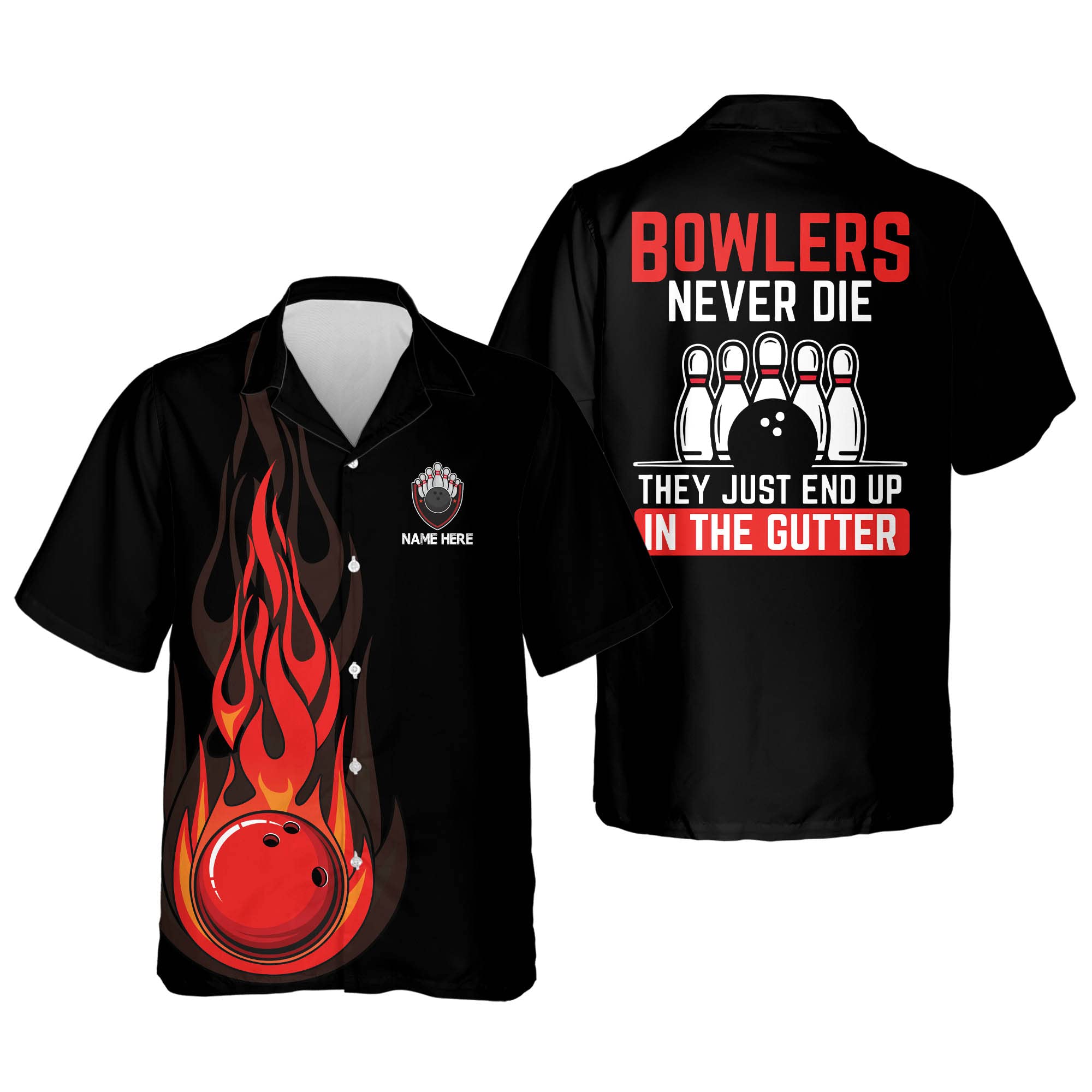 Custom Funny Bowling Shirts for Men - Short Sleeve Hawaiian Button-Down Shirts for Bowling Teams | Perfect for League Play, Tournaments & Casual Wear