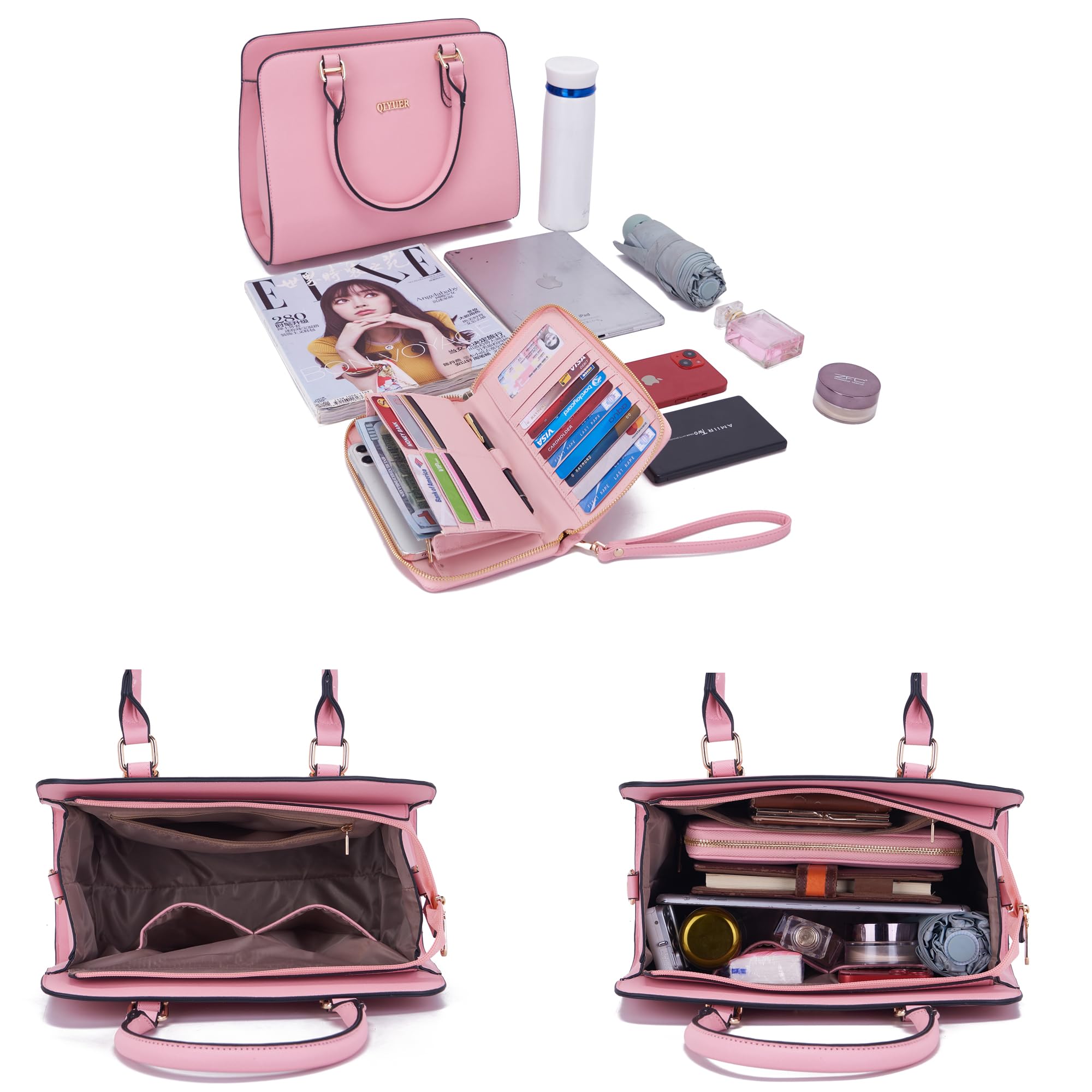 Stylish Qiyuer Women's Satchel Purse & Wallet Set - Top Handle Work Tote Bag (2-Piece) - Perfect for Office, Travel & Everyday Use
