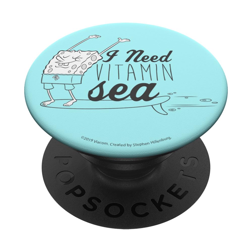 SpongeBob SquarePants Vitamin Sea Surf PopSockets - Standard PopGrip Phone Grip & Stand for iPhone, Samsung, Smartphones - Perfect for Beach Days, Summer Travel & Pop Culture Fans
