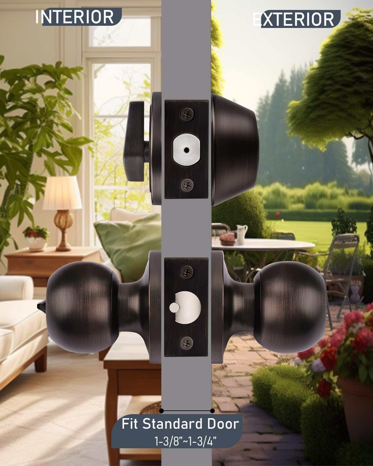 4 Pack Oil Rubbed Bronze Entry Door Locksets with Single Cylinder Deadbolt - Keyed Alike Front Door Knob & Deadbolt Set for Home Security & Exterior Doors