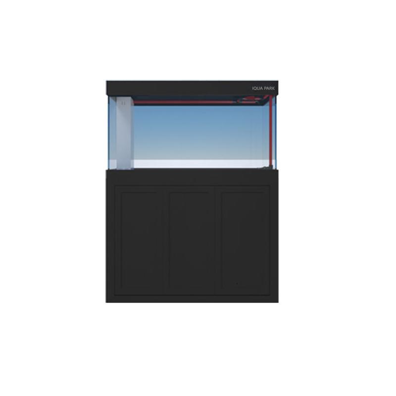 IAQUA 120 Gallon Crystal Clear Glass Aquarium with Sump & Aluminum Cabinet - Premium Saltwater & Reef Tank for Home or Office Decor