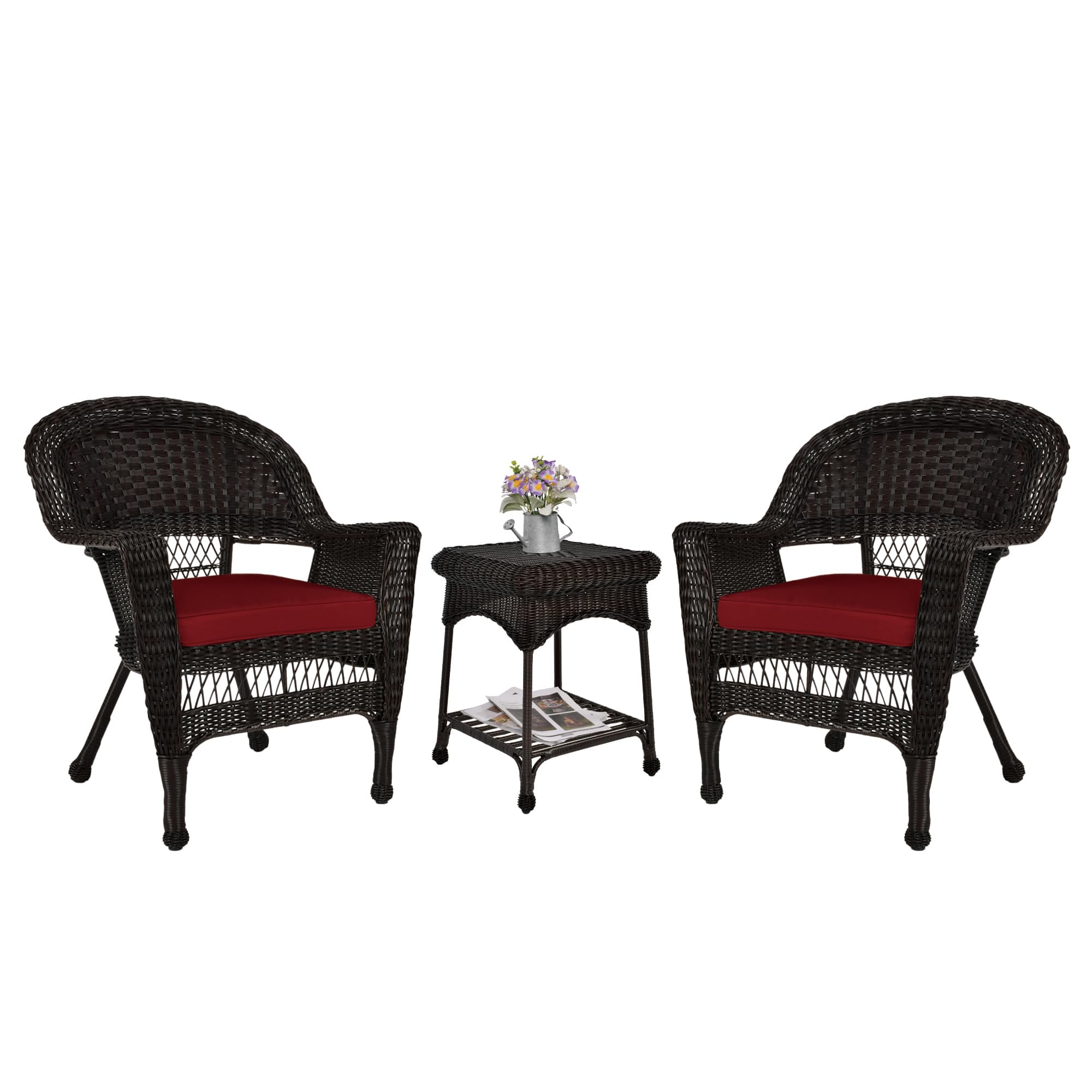 Stylish Outdoor Espresso Wicker End Table - Weather-Resistant Patio Side Table for Coffee & Drinks - Perfect for Garden, Poolside & Balcony Decor
