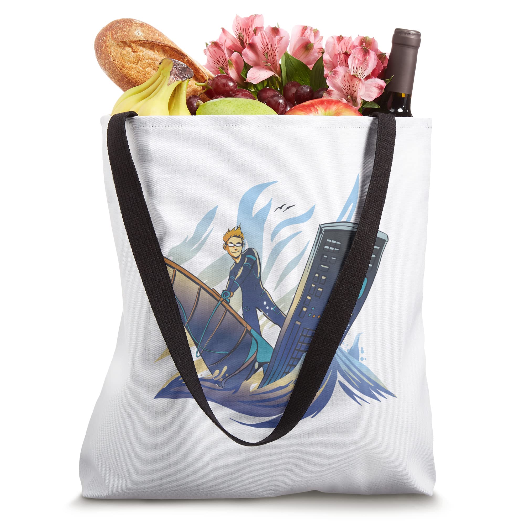Man Windsurfing On Keyboard - Tech-Inspired Tote Bag for Work, Travel & Everyday Use
