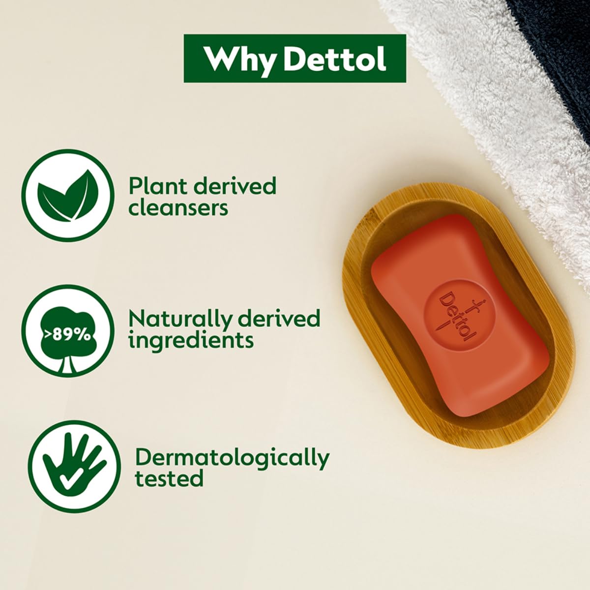 Dettol Original Germ Protection Soap Bar - 6 Pack (125g Each) | Antibacterial Bath Soap for Men & Women | Ideal for Daily Hygiene, Showering & Travel