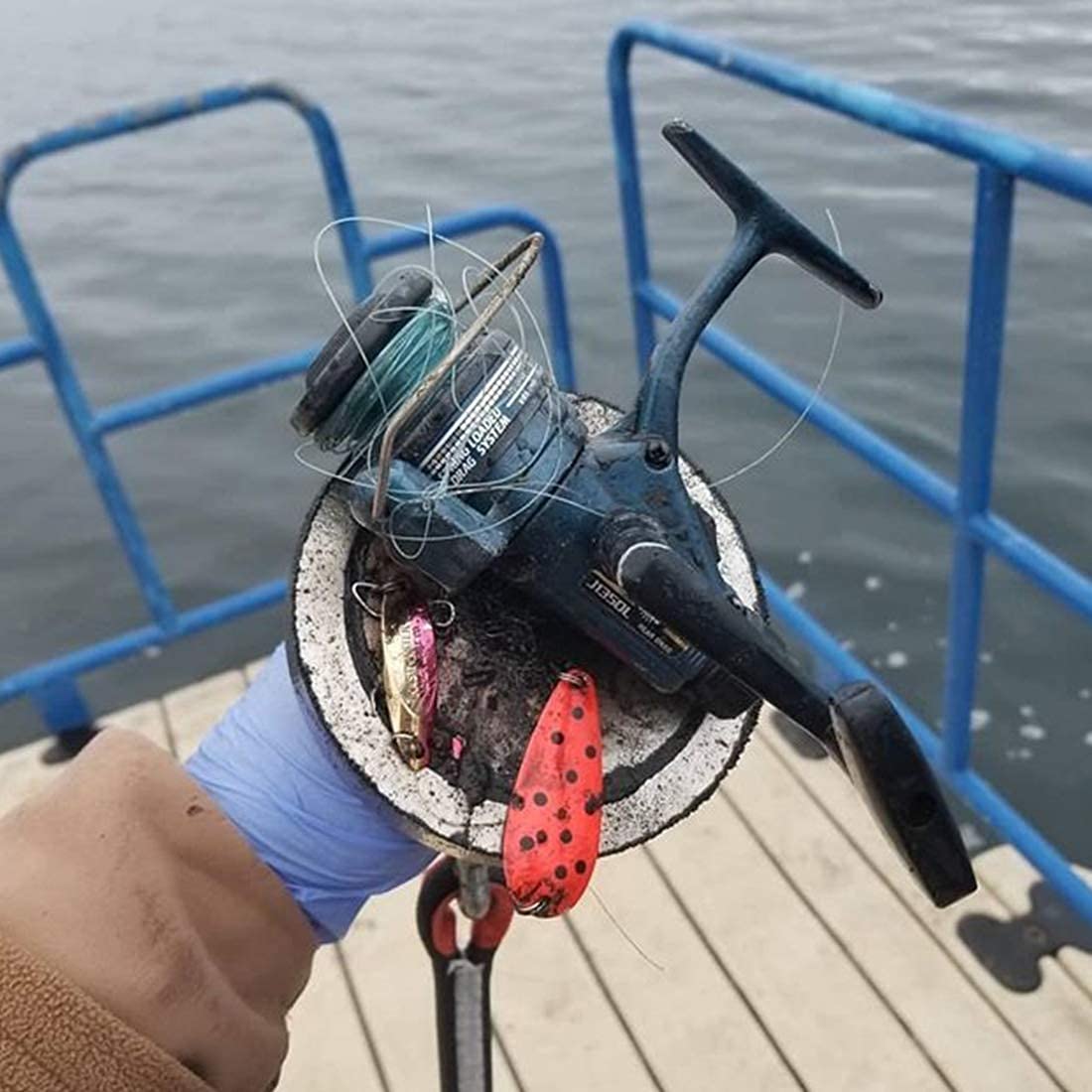 GRTARD 1000lbs Double-Sided Fishing Magnet Kit - 2.95 Inch Diameter Strong Pulling Force Magnet for Underwater Treasure Hunting, Metal Recovery & Heavy Duty Use - Perfect for Lakes, Rivers & Scrap Yards
