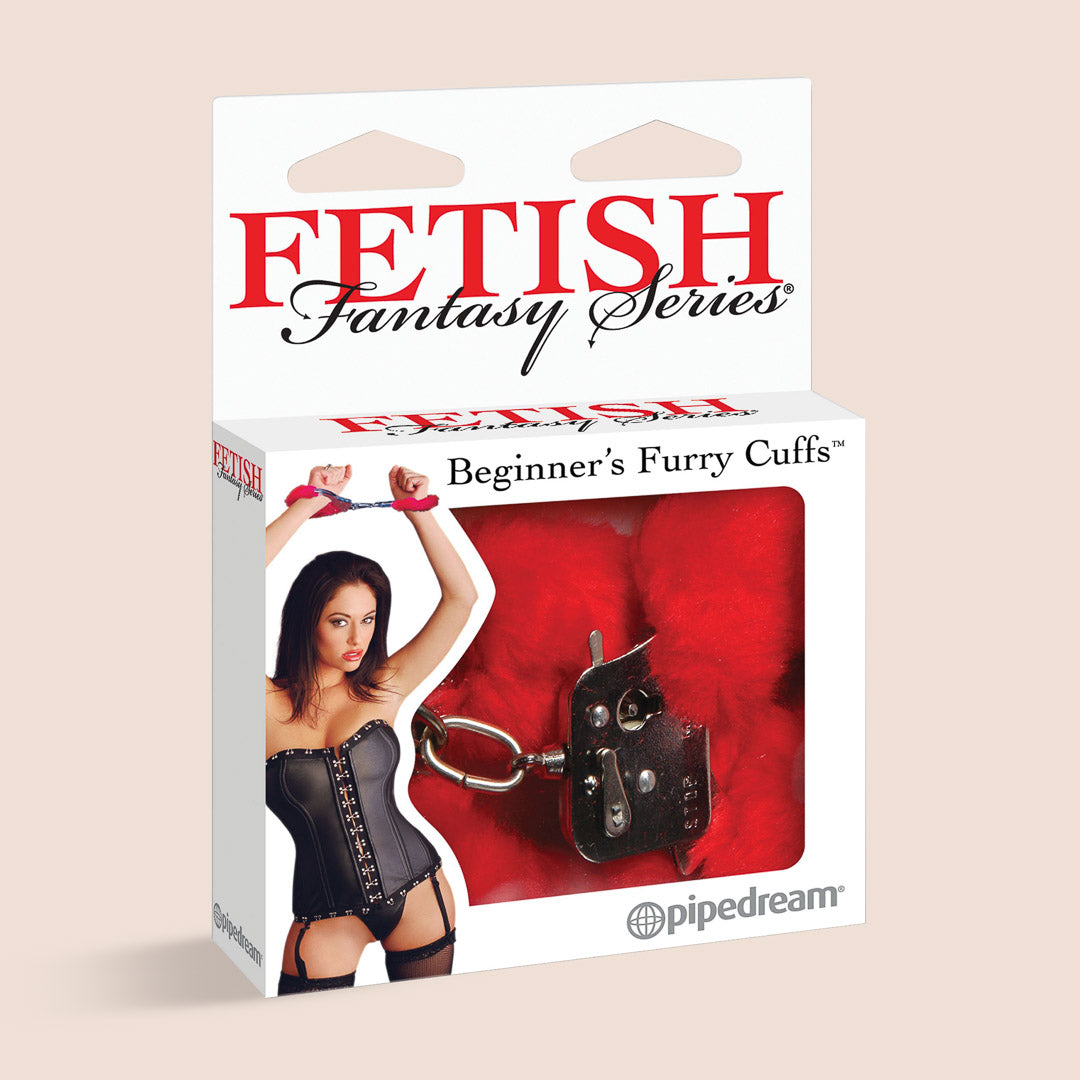 Fetish Fantasy Beginner's Furry Cuffs Red - Adjustable Removable Restraints for BDSM, Role Play & Couples Bonding | Soft Comfortable Handcuffs for Beginners