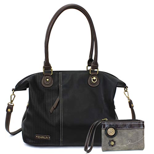 Black Tote With Gray Double Zip Wallet