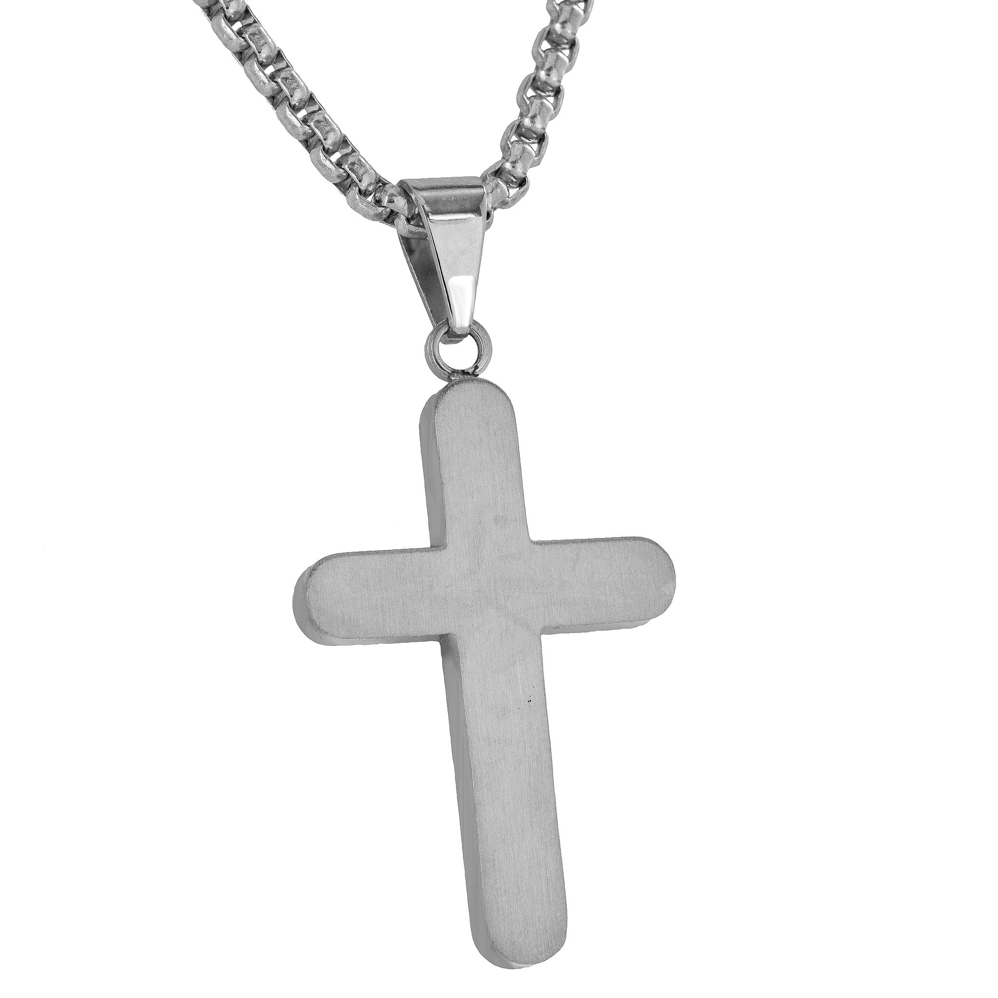 Stunning White Cross Pendant Necklace for Women - Stainless Steel with Simulated Diamonds - Hypoallergenic & Tarnish-Free - Perfect for Everyday Wear, Gift Giving & Religious Occasions