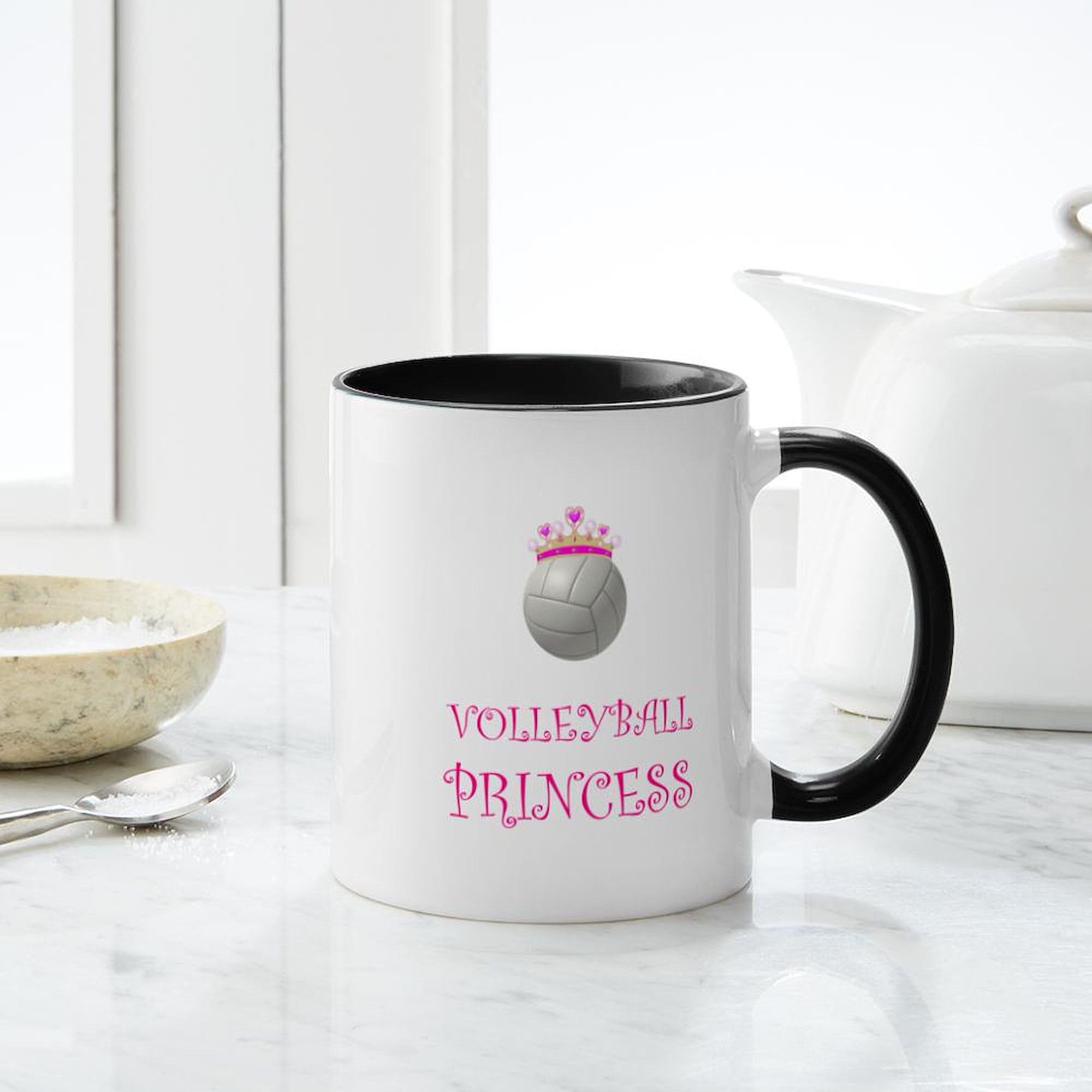 Volleyball Princess Ceramic Coffee Mug 11 oz (325 ml) - Perfect for Coffee, Tea & Hot Drinks - Great Gift for Volleyball Players & Fans