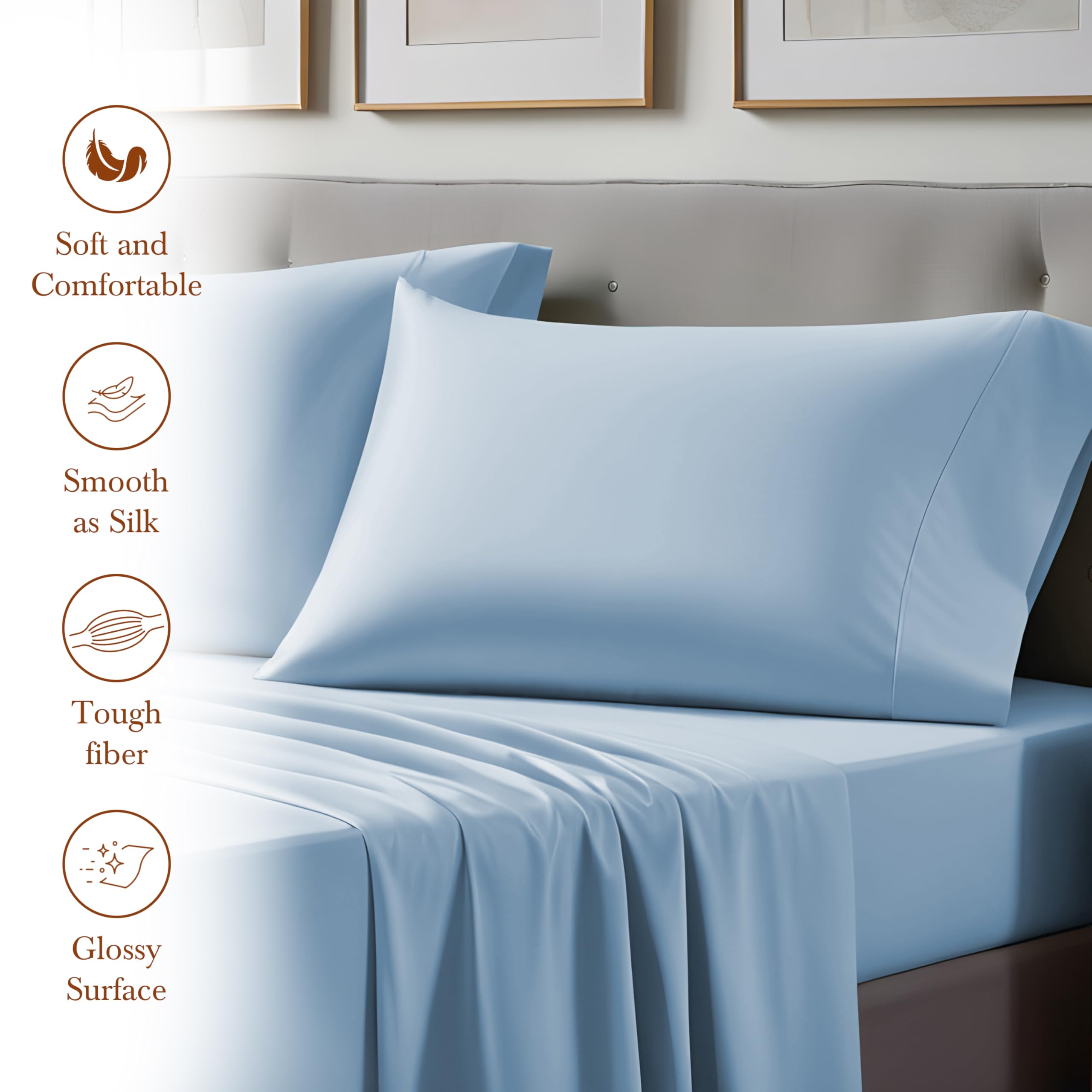 Luxury 100% Supima Cotton Twin Sheet Set - 3 Piece 1200 Thread Count Bedding Set with 16