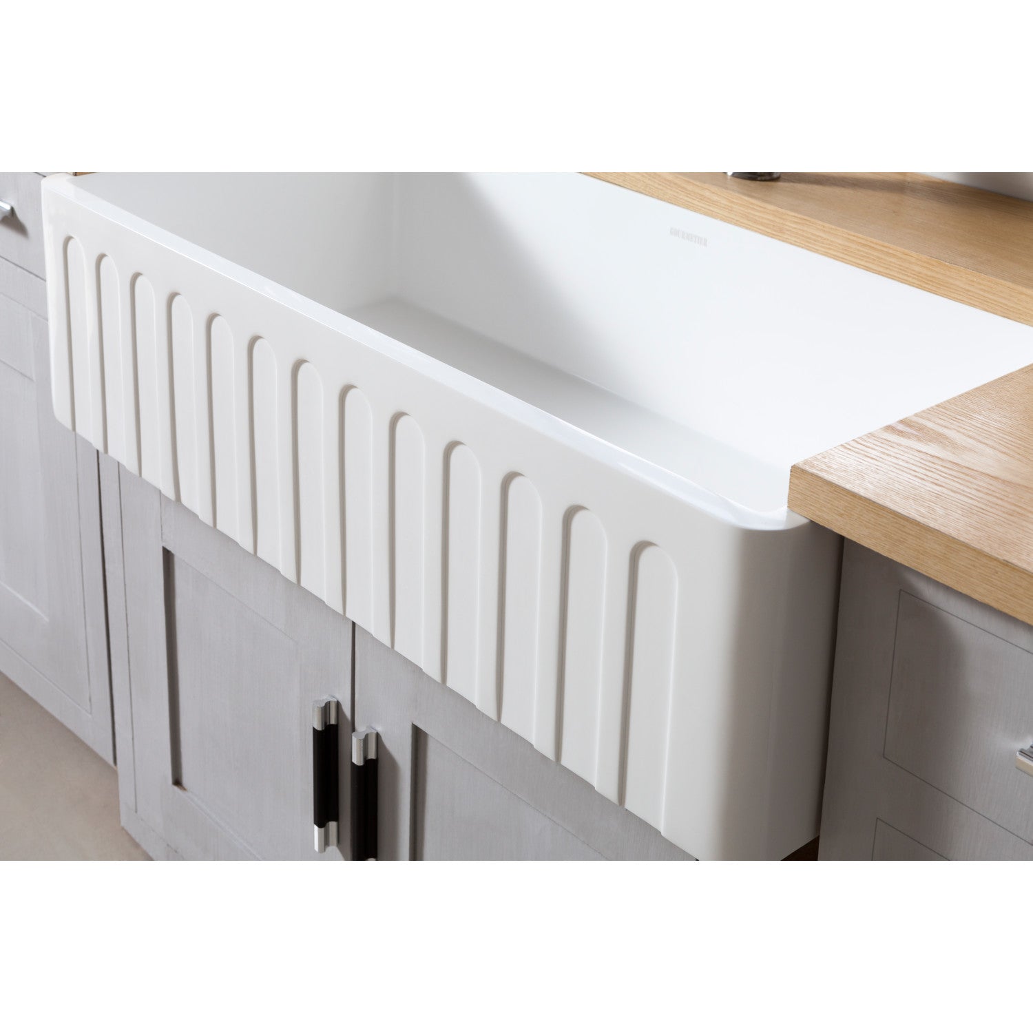 Arcticstone 36 Inch White Farmhouse Kitchen Sink - Matte White Solid Surface Single Bowl Apron Front Sink with Strainer - Perfect for Modern Farmhouse & Rustic Kitchen Designs