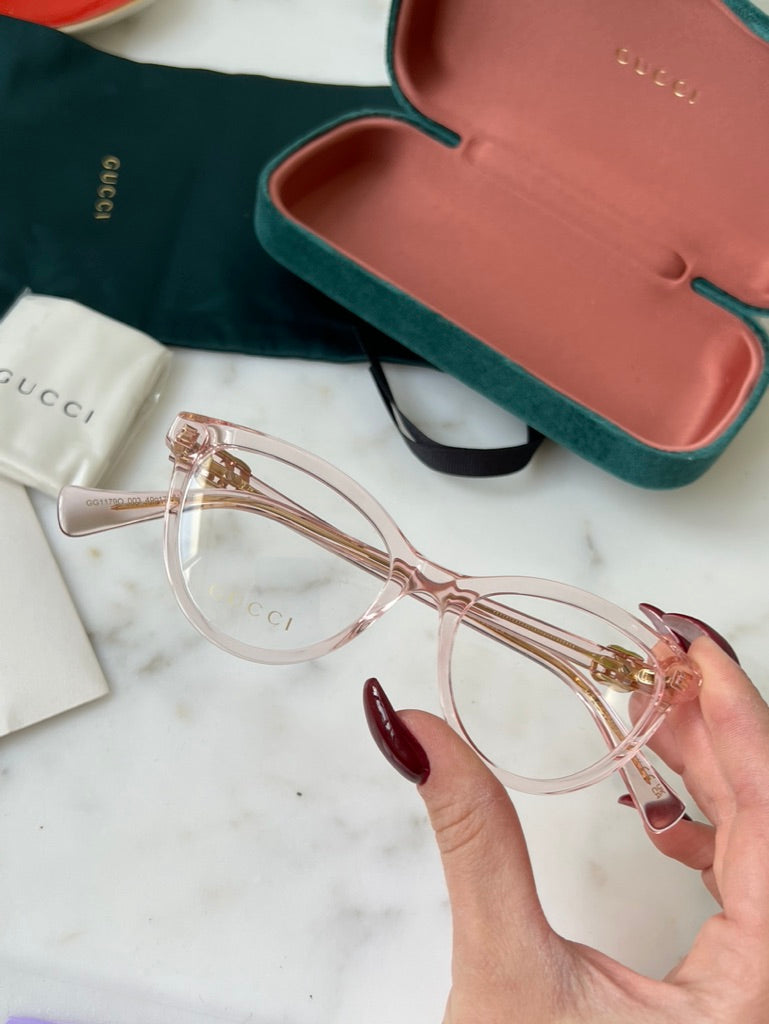Gucci GG1179O Pink Transparent Acetate Eyeglass Frames for Women - Lightweight & Stylish Optical Glasses for Everyday Wear, Office, and Fashion Accessories