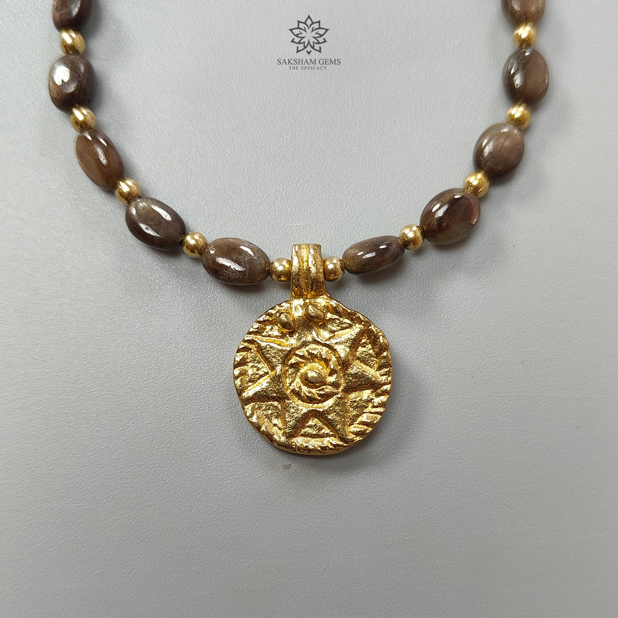 Natural Untreated Golden Brown Chocolate Sapphire Beads Bracelet - 59.75cts Oval Shape Plain Brass Jewelry (7*5mm, 6.5