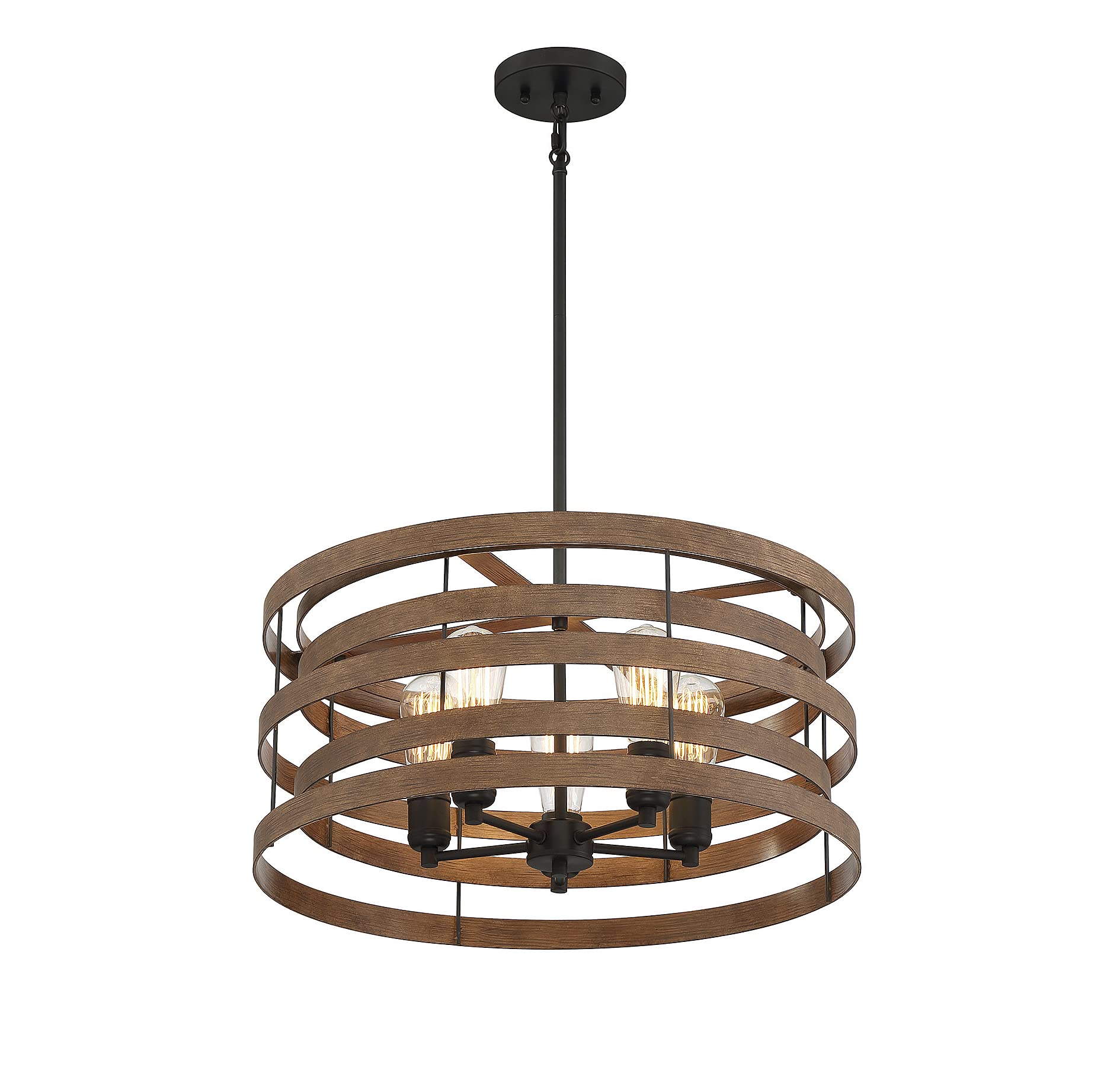 Savoy House Blaine 5-Light Pendant Light - Natural Walnut with Black Accents, 22