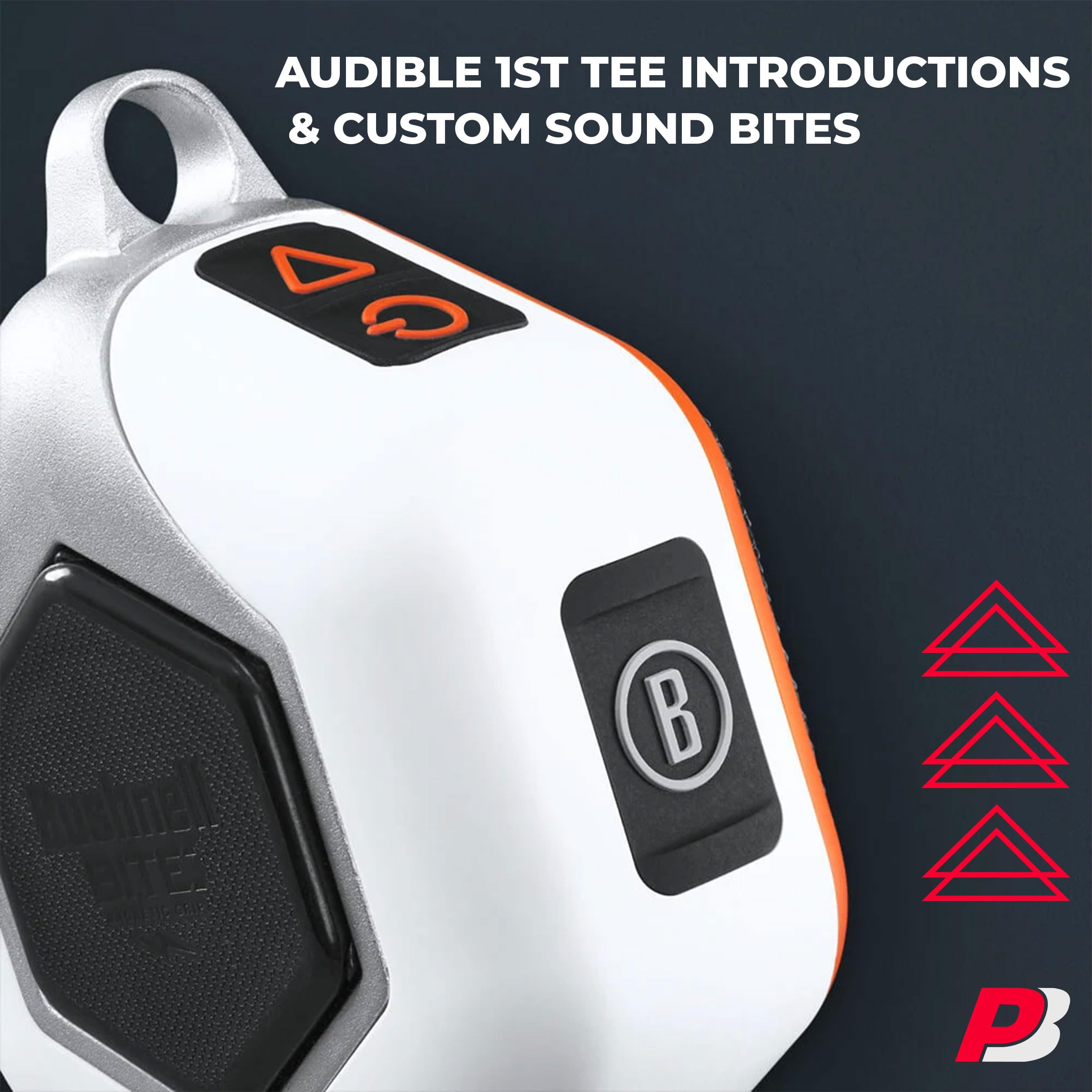 Bushnell Wingman Mini (Orange/White) Magnetic GPS Golf Speaker with PlayBetter Portable Charger - Bluetooth Speaker for Golf Cart with Audible Distance & Music - Preloaded 36,000+ Golf Courses - Perfect for Outdoor Sports, Driving Range & Golf Cart Entertainment