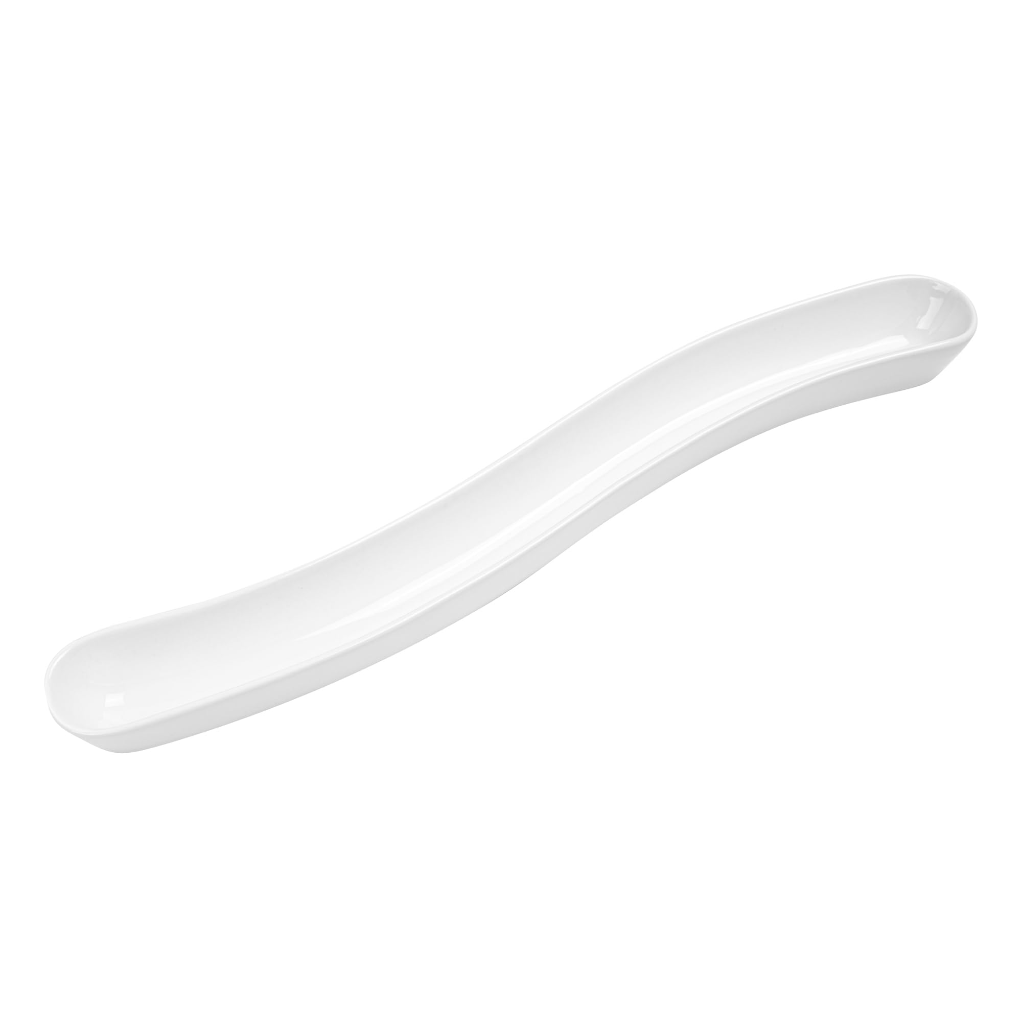 Swerve 14oz White Porcelain Olive Plate - Dishwasher Safe Snack & Appetizer Tray for Restaurants