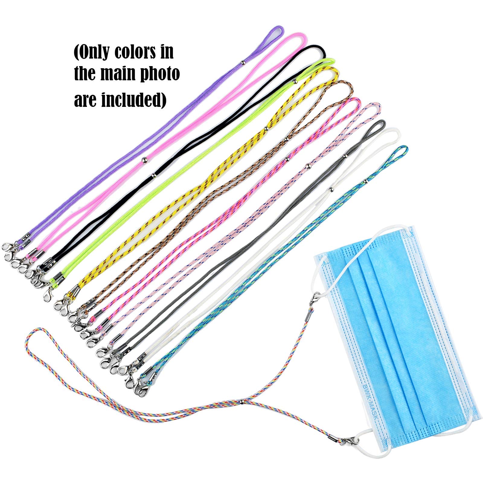 8PC Adjustable Face Mask Lanyards for Kids & Adults - Neck Strap for Comfort - Black
