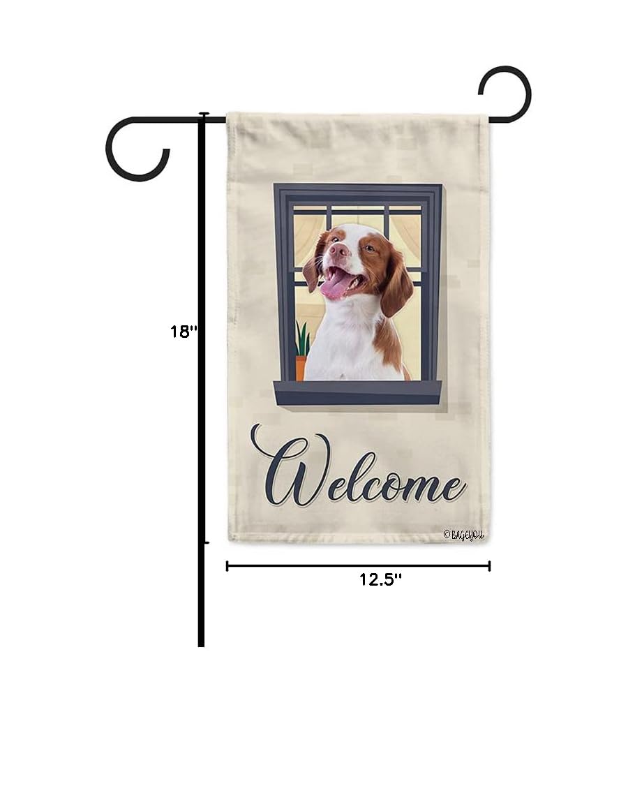 Brittany Spaniel Dog Garden Flag - Double-Sided 12.5x18 Inch Outdoor Decor for Windows, Yards & Patios - Weather-Resistant Welcome Banner for Pet Lovers