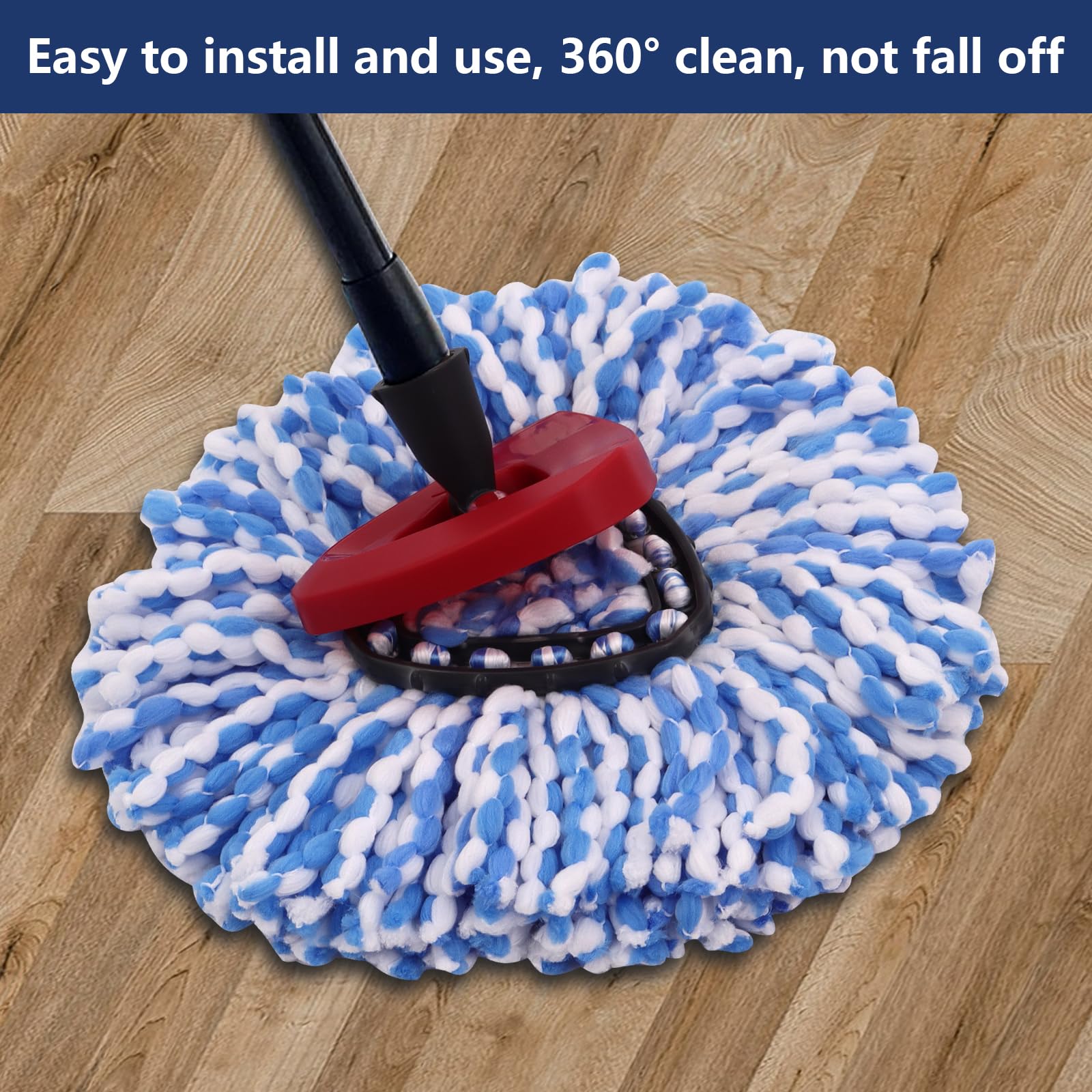 2 Pack Microfiber Mop Head Replacement for O Cedar 2 Tank Spin Mop System - 360 Degree Rotating Refill for Hardwood & Tile Floors - Easy to Use for Kitchen, Bathroom & Household Cleaning