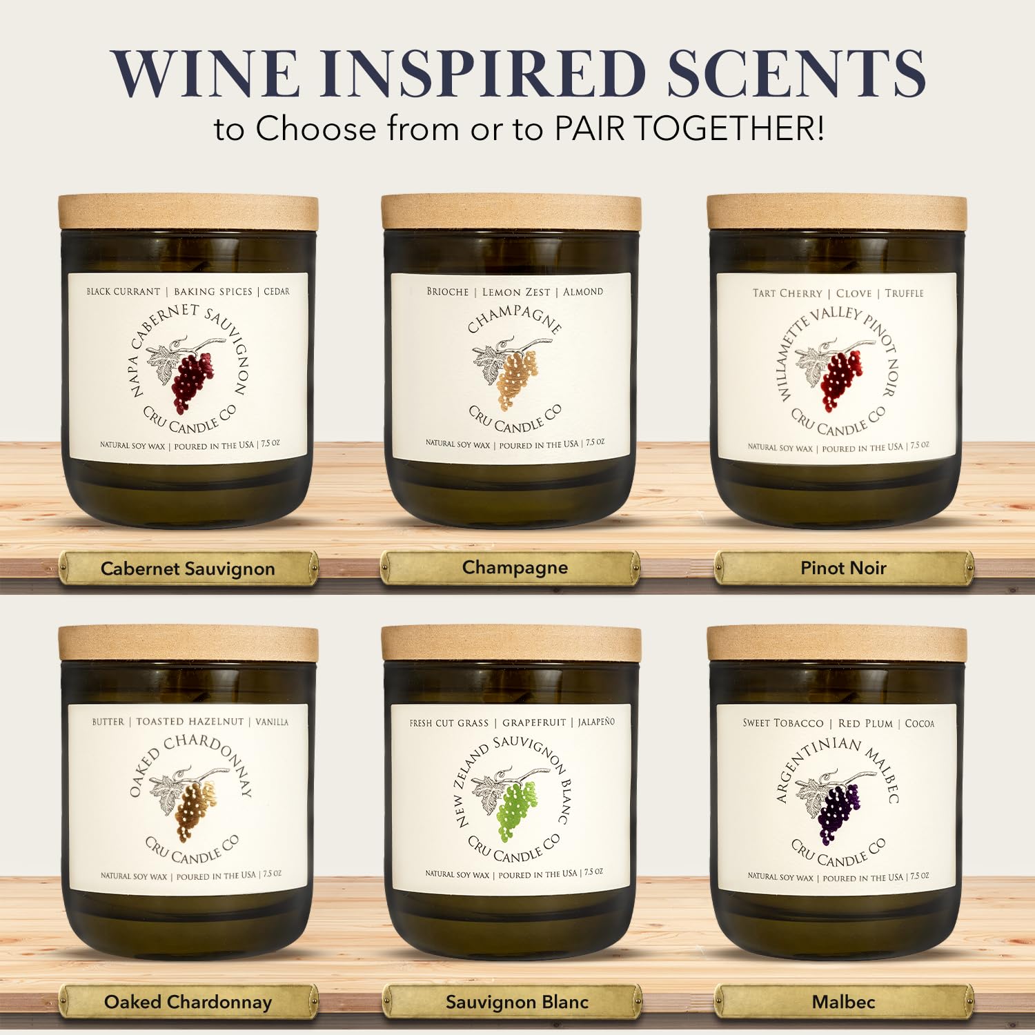 Premium Wine Scented Soy Candles - Willamette Valley Pinot Noir Inspired Aroma, Natural Soy Wax Gifts for Wine Lovers (Perfect for Romantic Dinners, Home Decor & Wine-Themed Parties)
