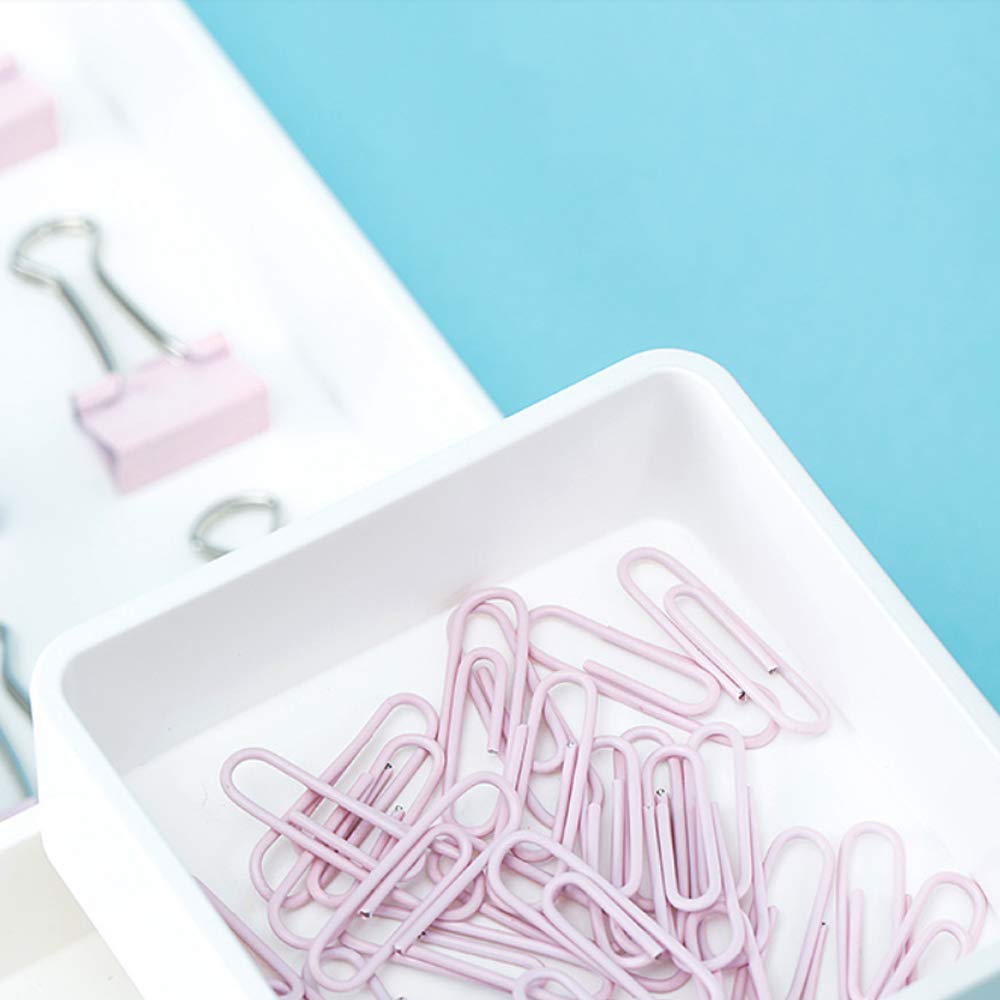 Metal Paper Clips & Binder Clips Set - Assorted Sizes with Push Pins - Cute Pink Office Supplies for Desk Organization - Perfect for School, Office & Home Workspace