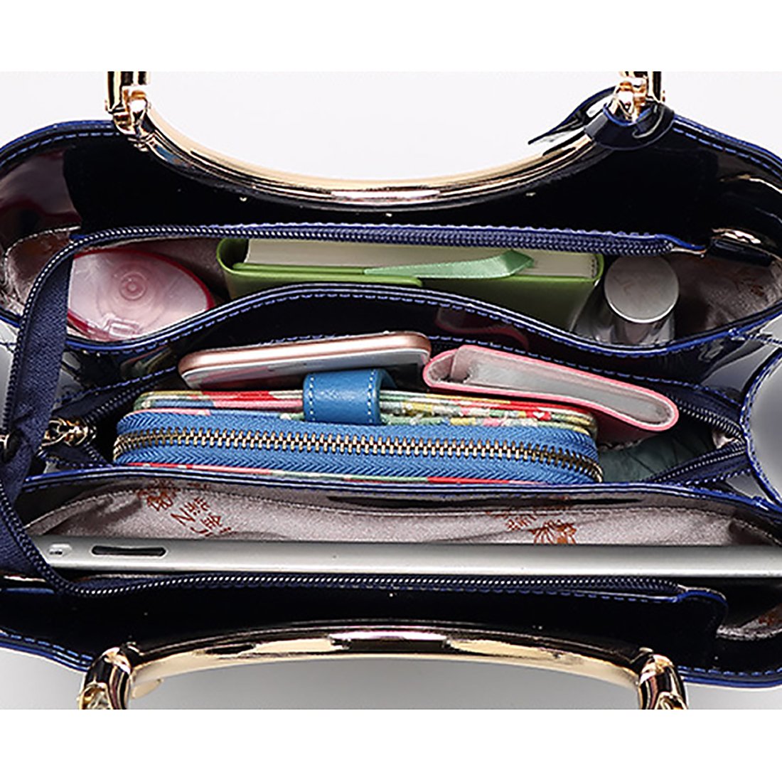 Stylish Black Patent Leather Tote Shoulder Bag for Women - Elegant Top Handle Purse for Work, Travel & Everyday Use